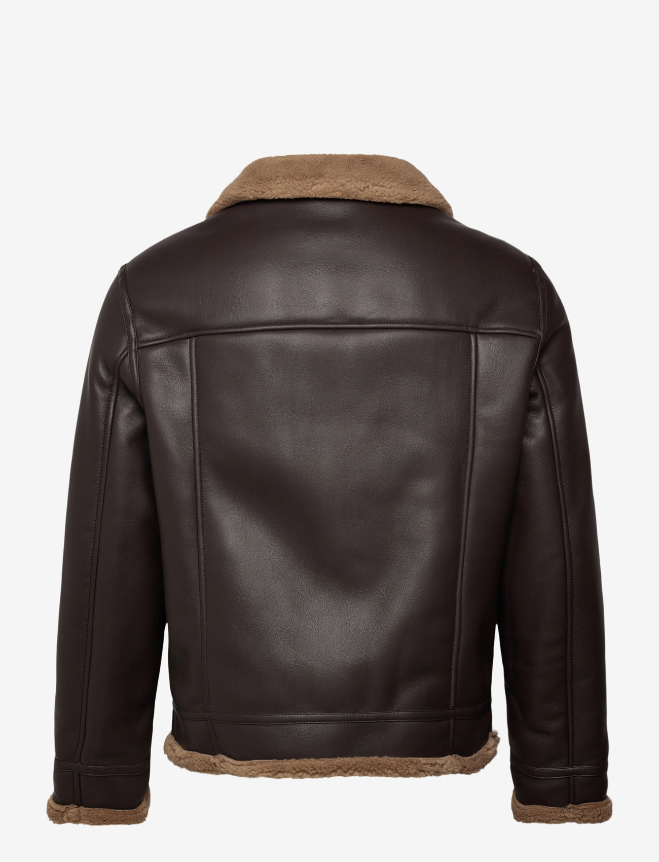 Mango - Faux-leather fleece jacket - efterårsjakker - dark brown - 2