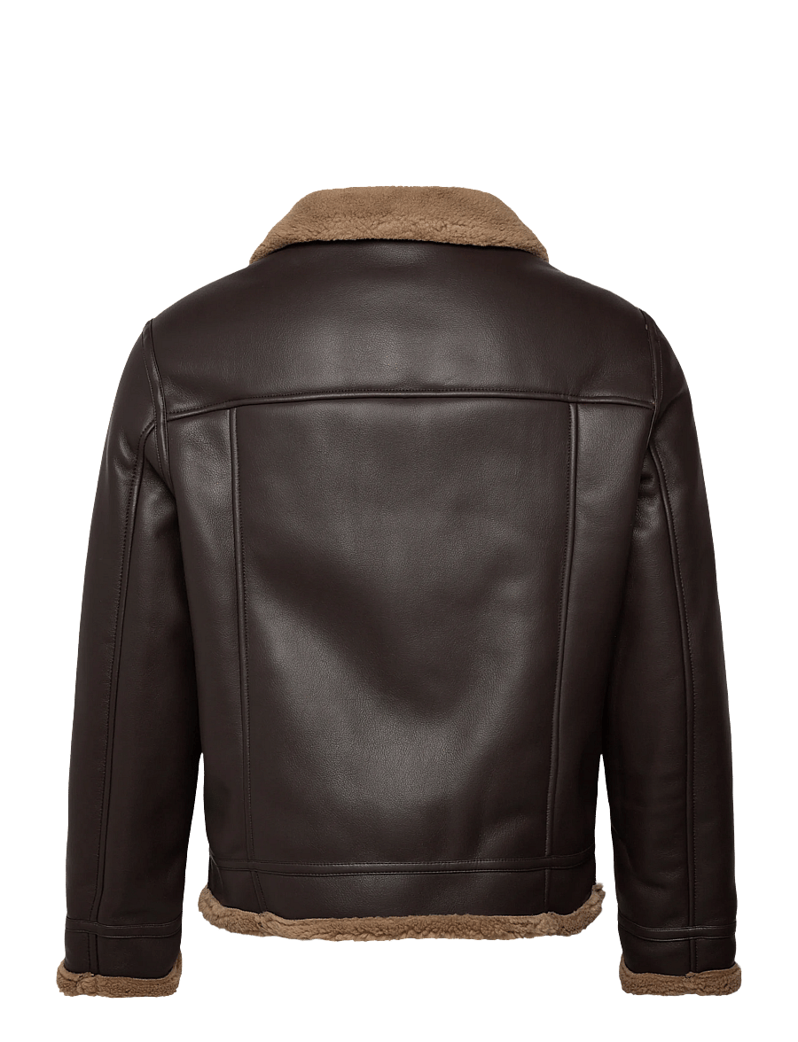 Mango - Faux-leather fleece jacket - efterårsjakker - dark brown - 2