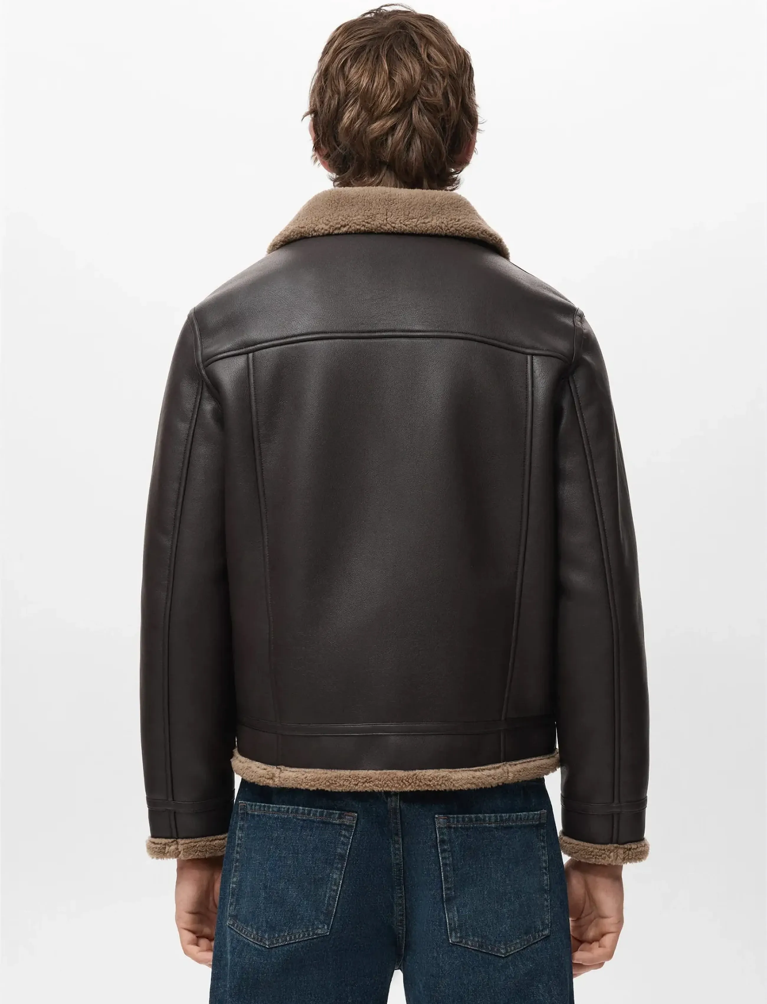 Mango - Faux-leather fleece jacket - jacken - dark brown - 4