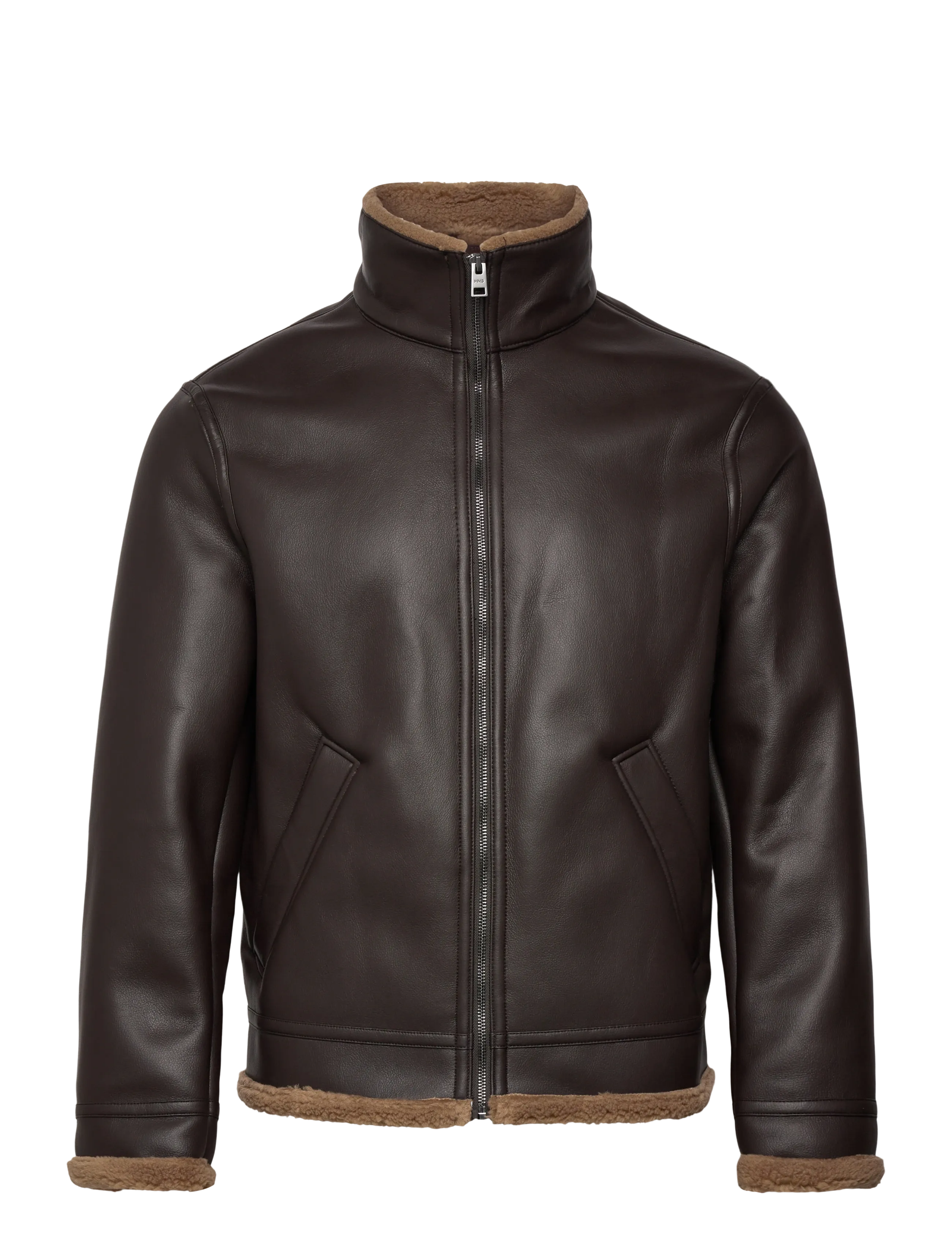 Mango - Faux-leather fleece jacket - jacken - dark brown - 3