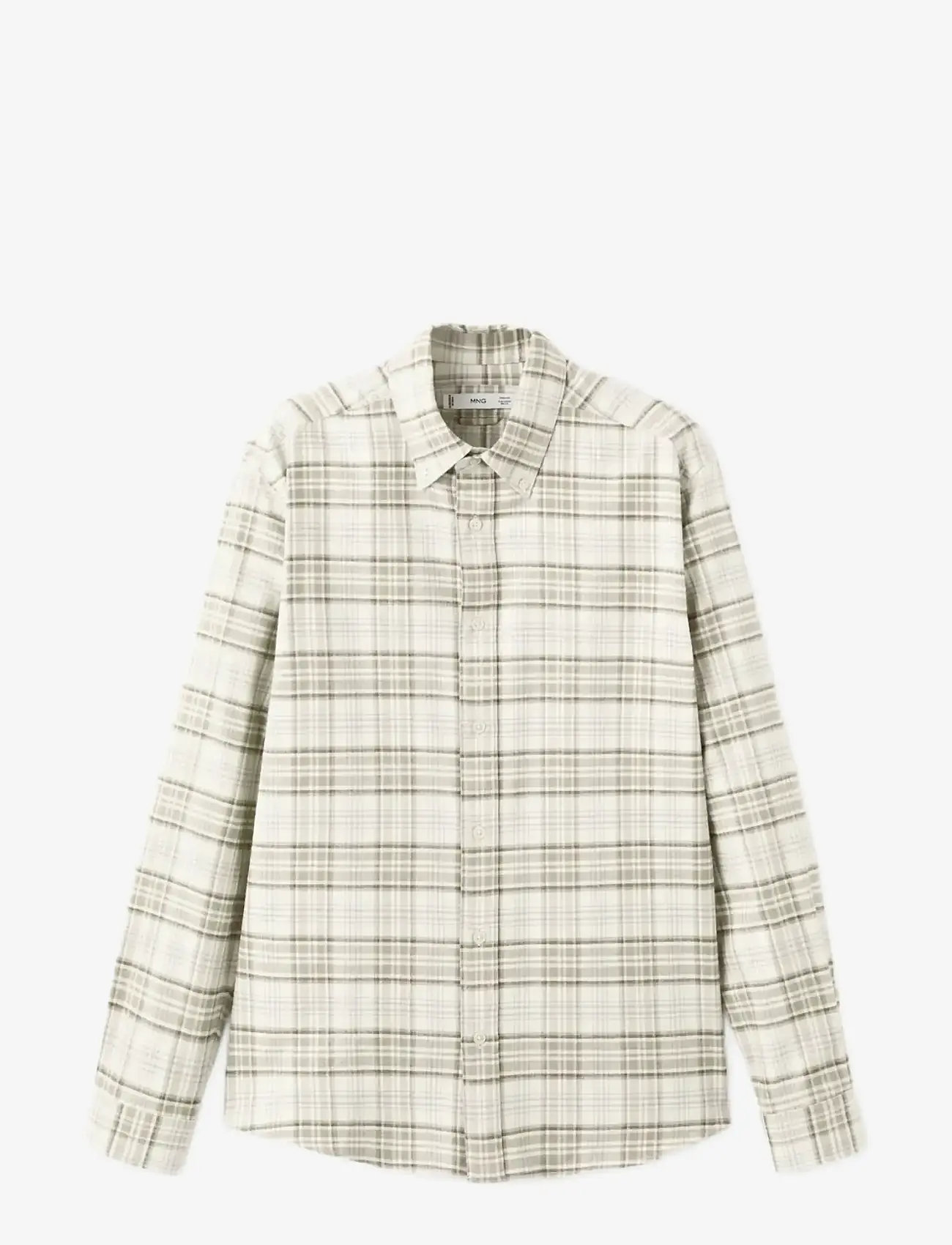 Mango - 100% cotton flannel checkered shirt - casual skjorter - lt pastel brown - 1