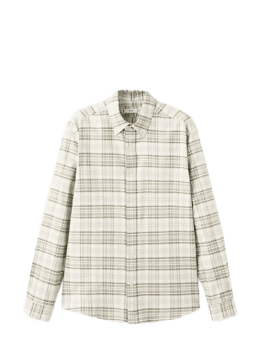 Mango - 100% cotton flannel checkered shirt - flannel-skjorter - lt pastel brown - 1