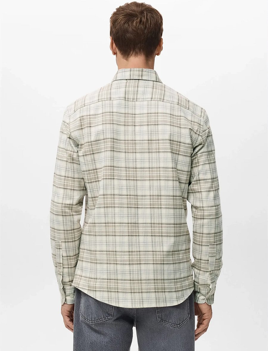 Mango - 100% cotton flannel checkered shirt - flannel-skjorter - lt pastel brown - 2