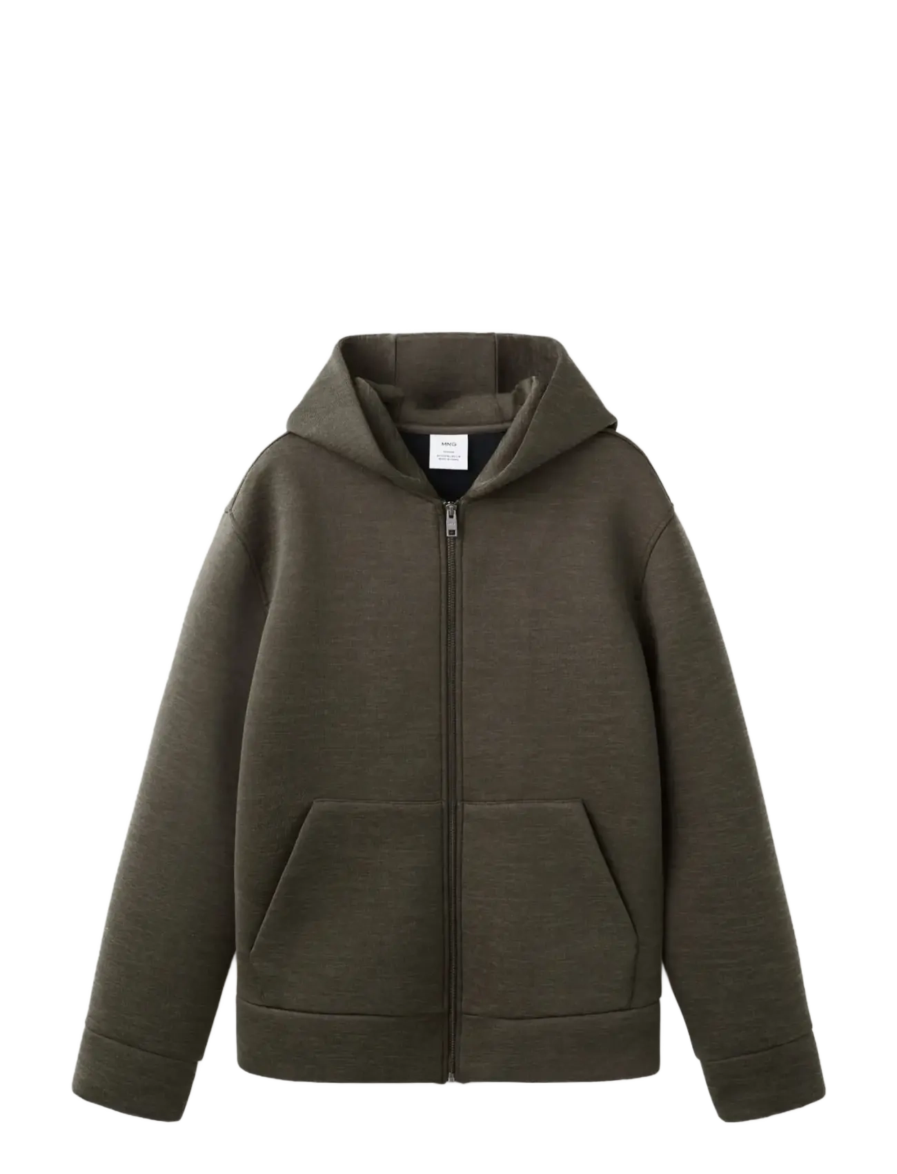 MANGO Neoprene Effect Zip-Up Sweatshirt Khaki - S - Herren