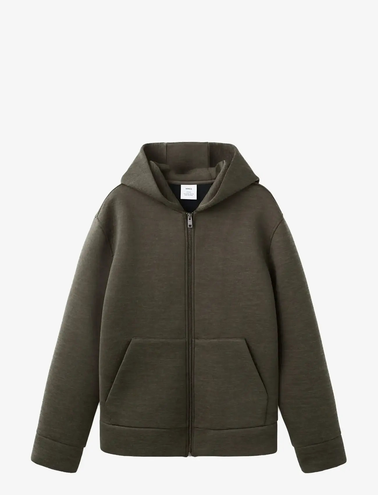 Mango - Neoprene effect zip-up sweatshirt - sweatshirts - beige - khaki - 1