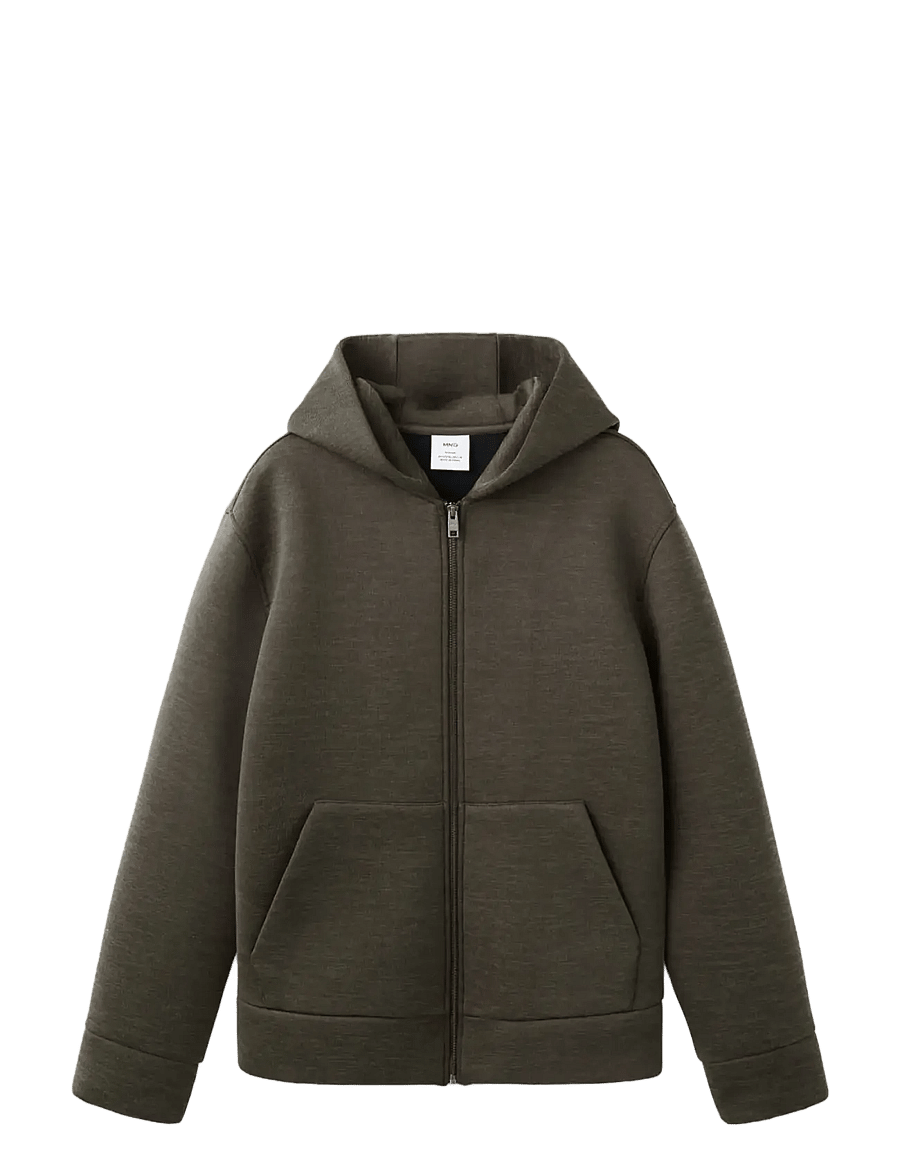 Mango - Neoprene effect zip-up sweatshirt - hættetrøjer - beige - khaki - 1