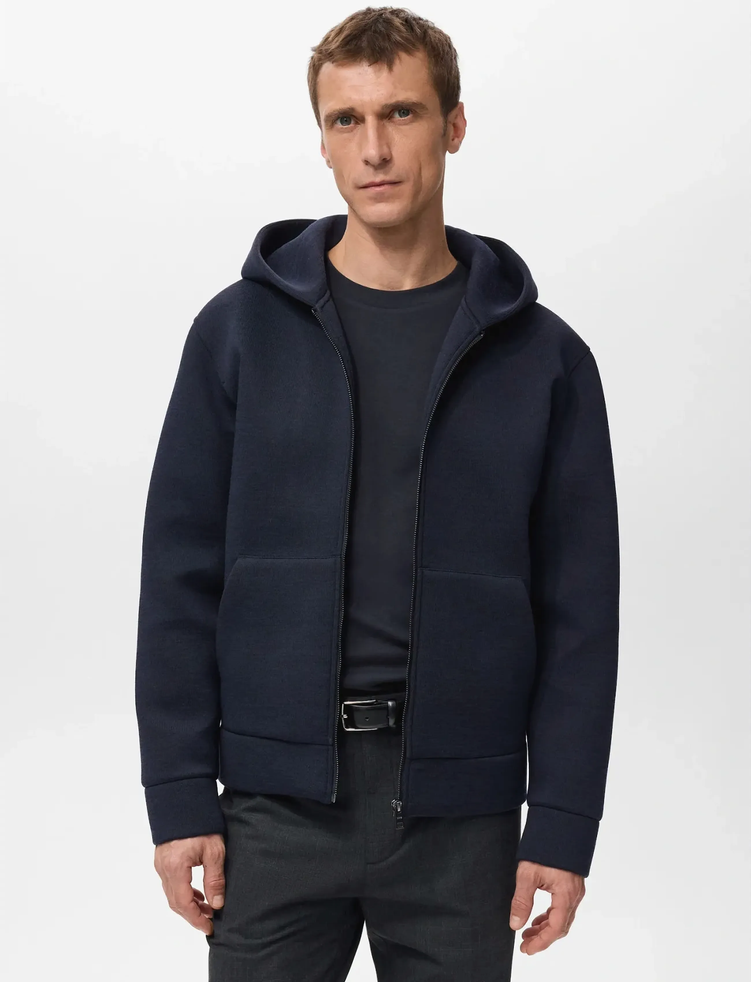 Mango Neoprene Effect Zip-Up Sweatshirt, XL, Sweatshirts & Hoodies, Marineblau - Männerswear