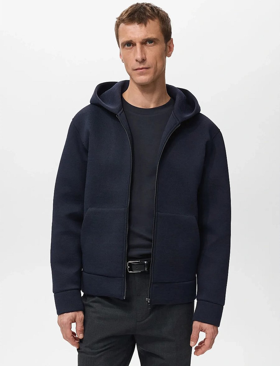 Mango - Neoprene effect zip-up sweatshirt - hoodies - navy - 0
