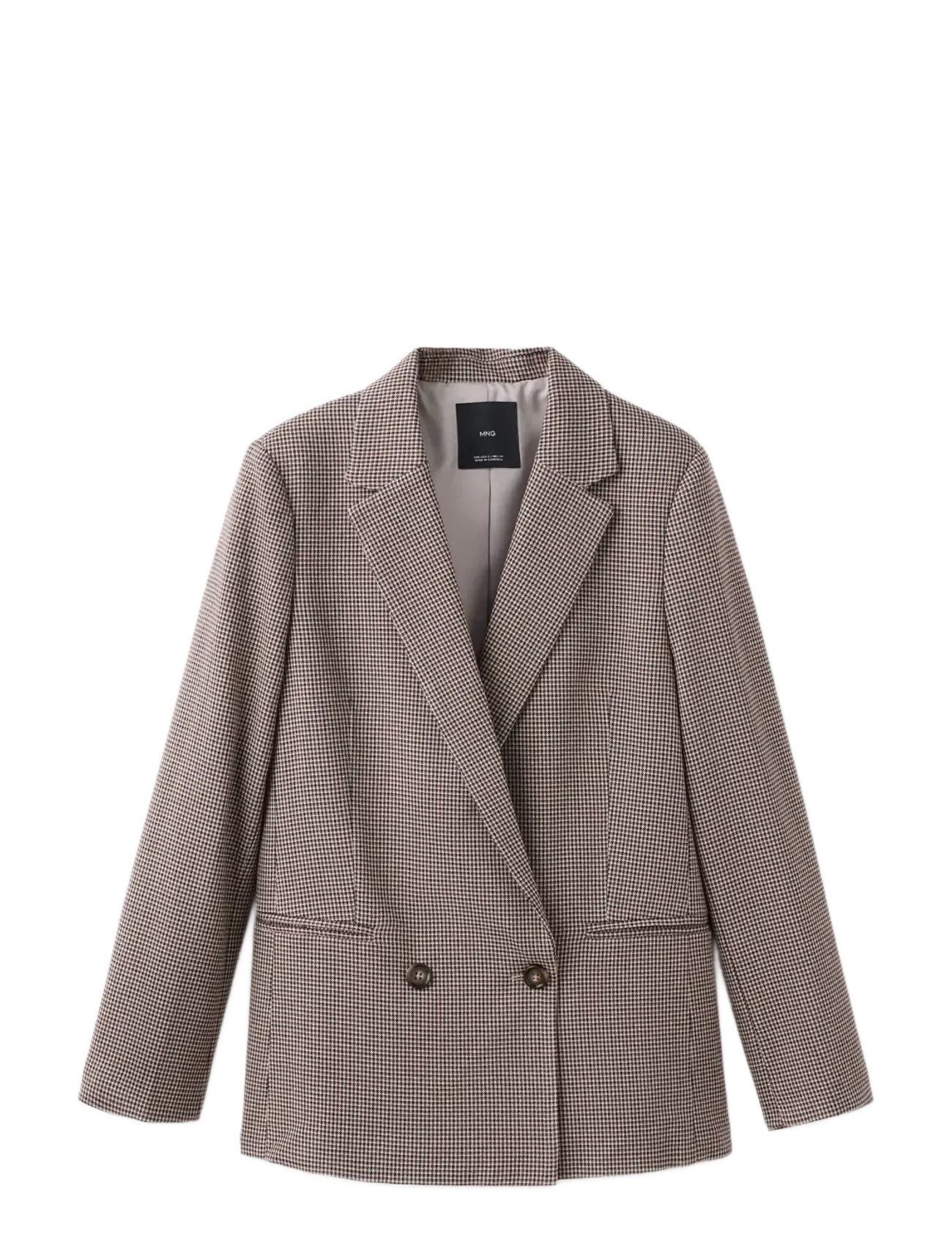 MANGO Double-Breasted Micro-Houndstooth Jacke Braun - XS - Damen