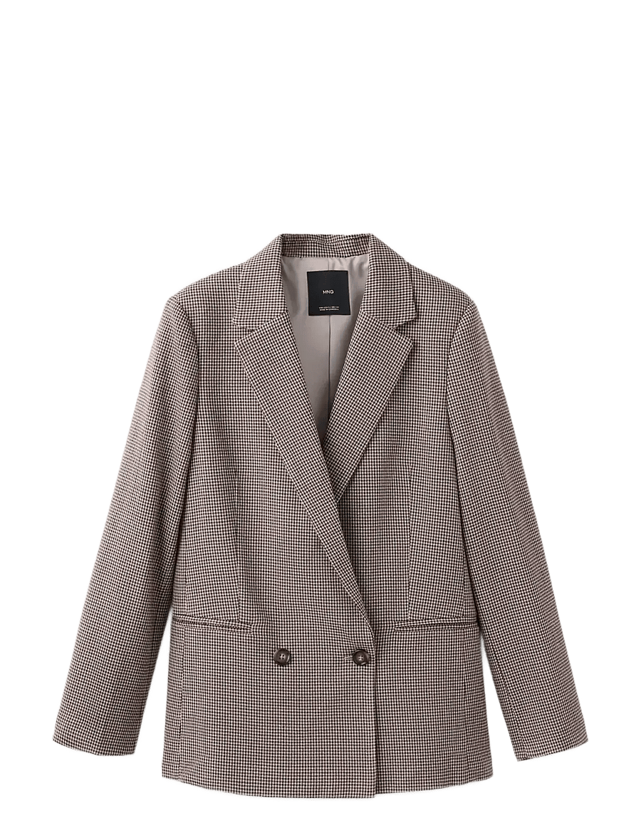 Mango - Double-breasted micro-houndstooth jacket - dobbeltradede blazere - dark red - 1