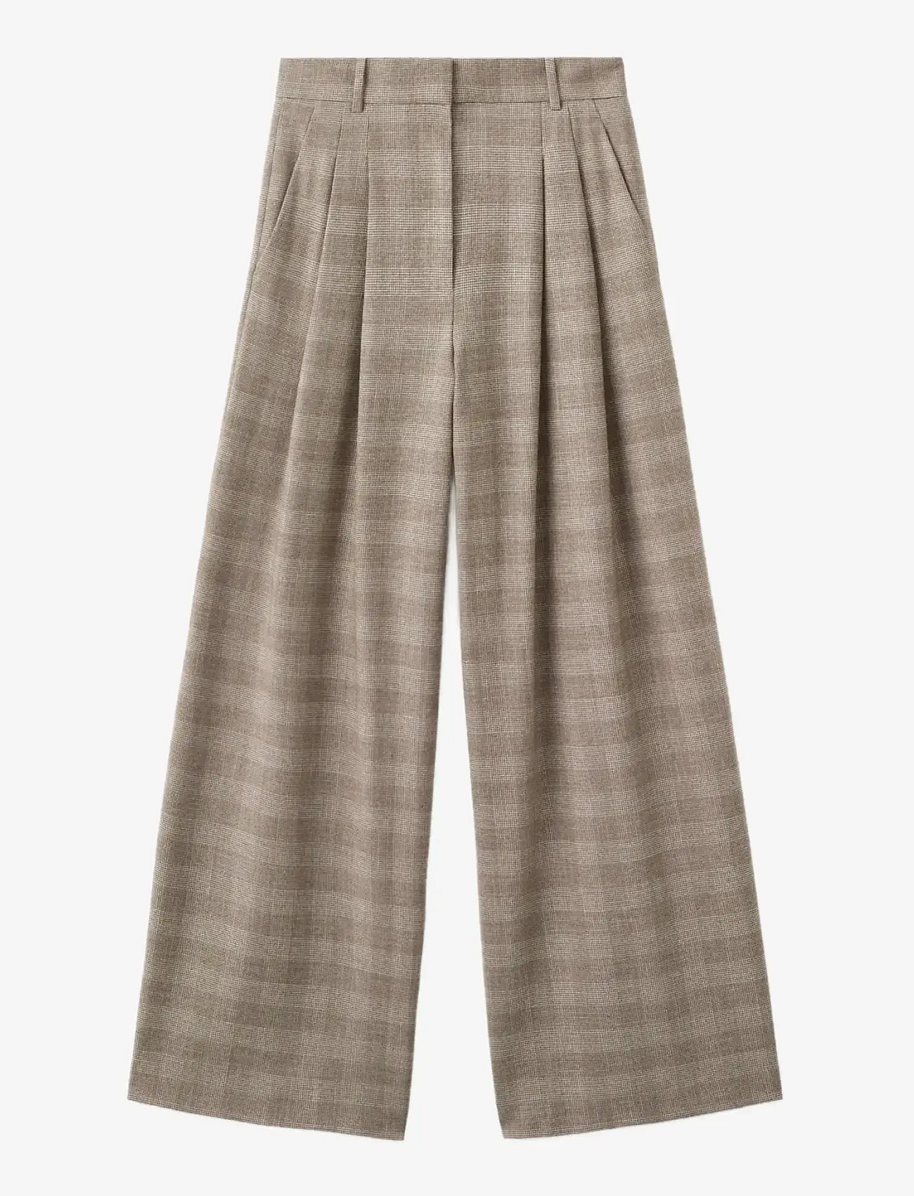 Mango - Wide leg check suit trousers - habitbukser - brown - 1