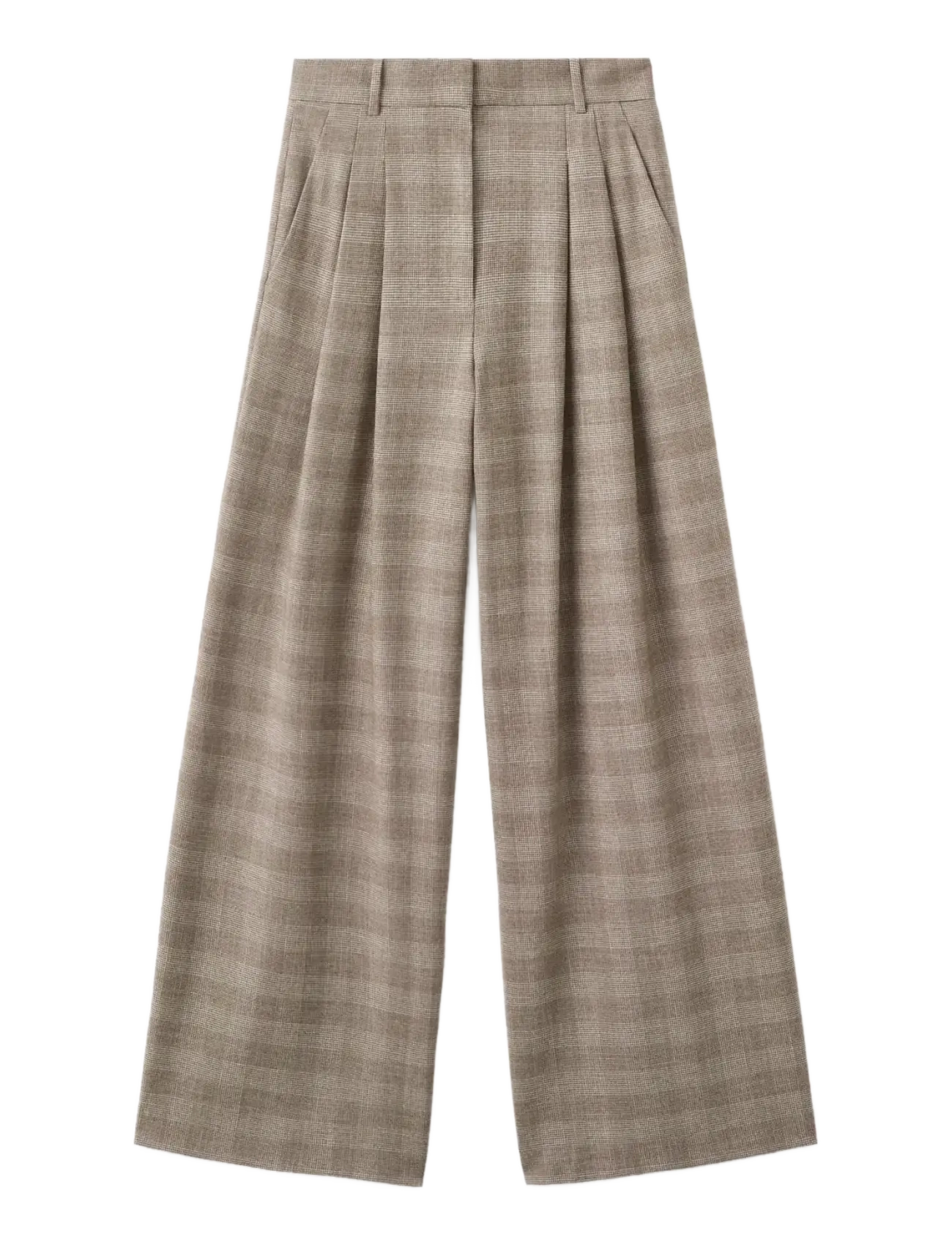 Wide leg check suit trousers - BROWN
