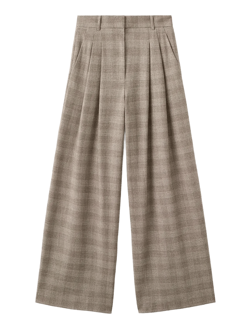 Mango - Wide leg check suit trousers - formell - brown - 1