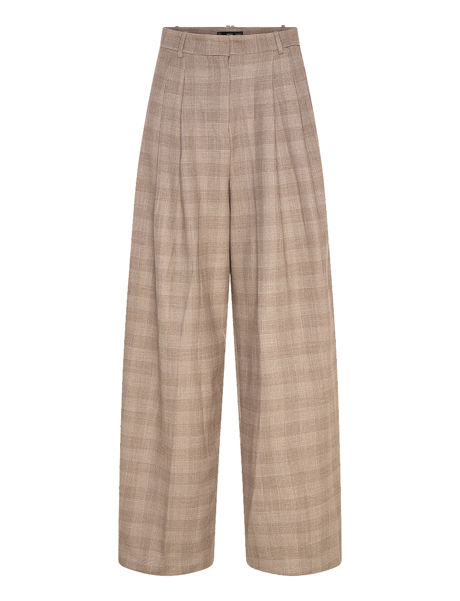 Mango - Wide leg check suit trousers - habitbukser - brown - 1