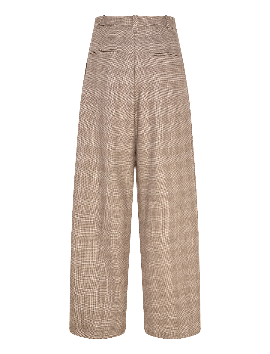Mango - Wide leg check suit trousers - habitbukser - brown - 2