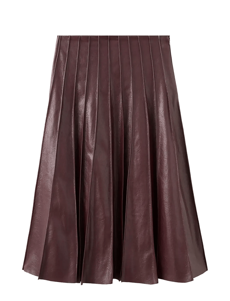 Mango - Faux-leather godet skirt - plisserede nederdele - dark red - 1
