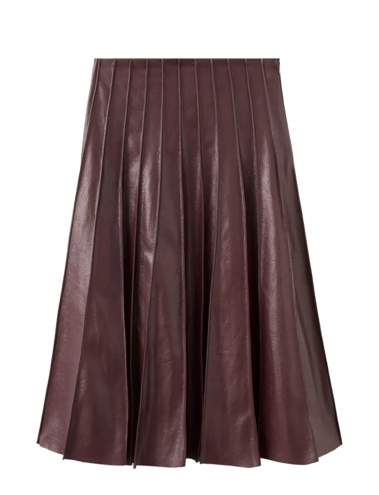 Mango Faux-leather godet skirt - Transitional Layering - DARK RED / burgundy
