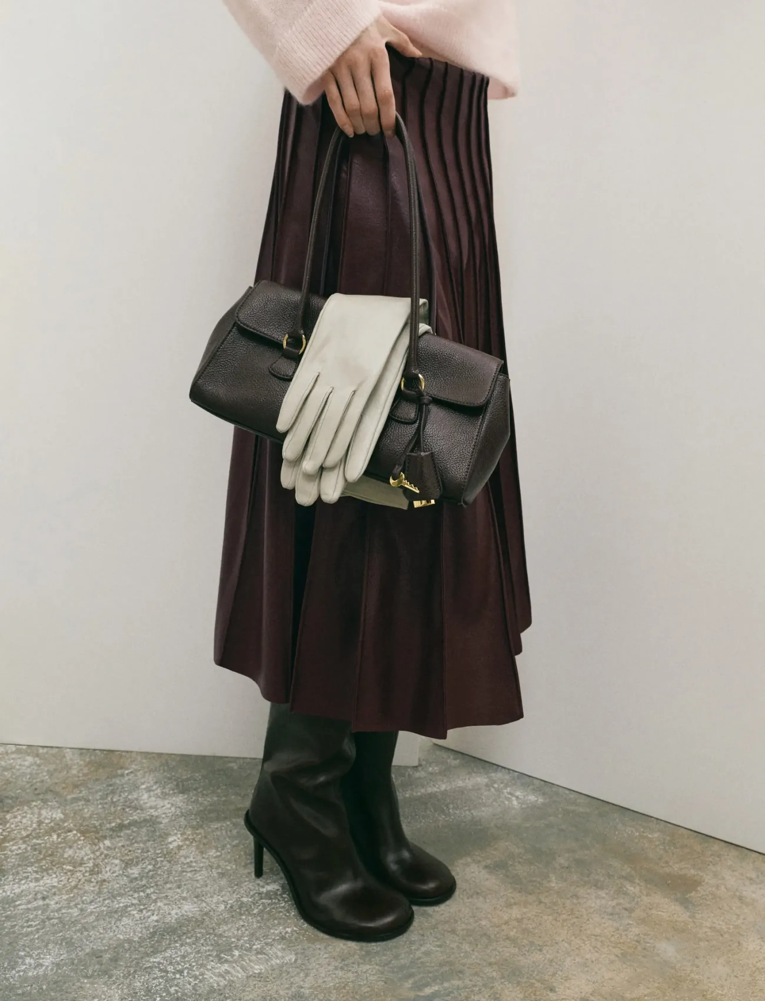 Mango Faux-Leather Godet Skirt, 38, Burgundy, Nederdele > Knælange Og Midi Nederdele, Dame