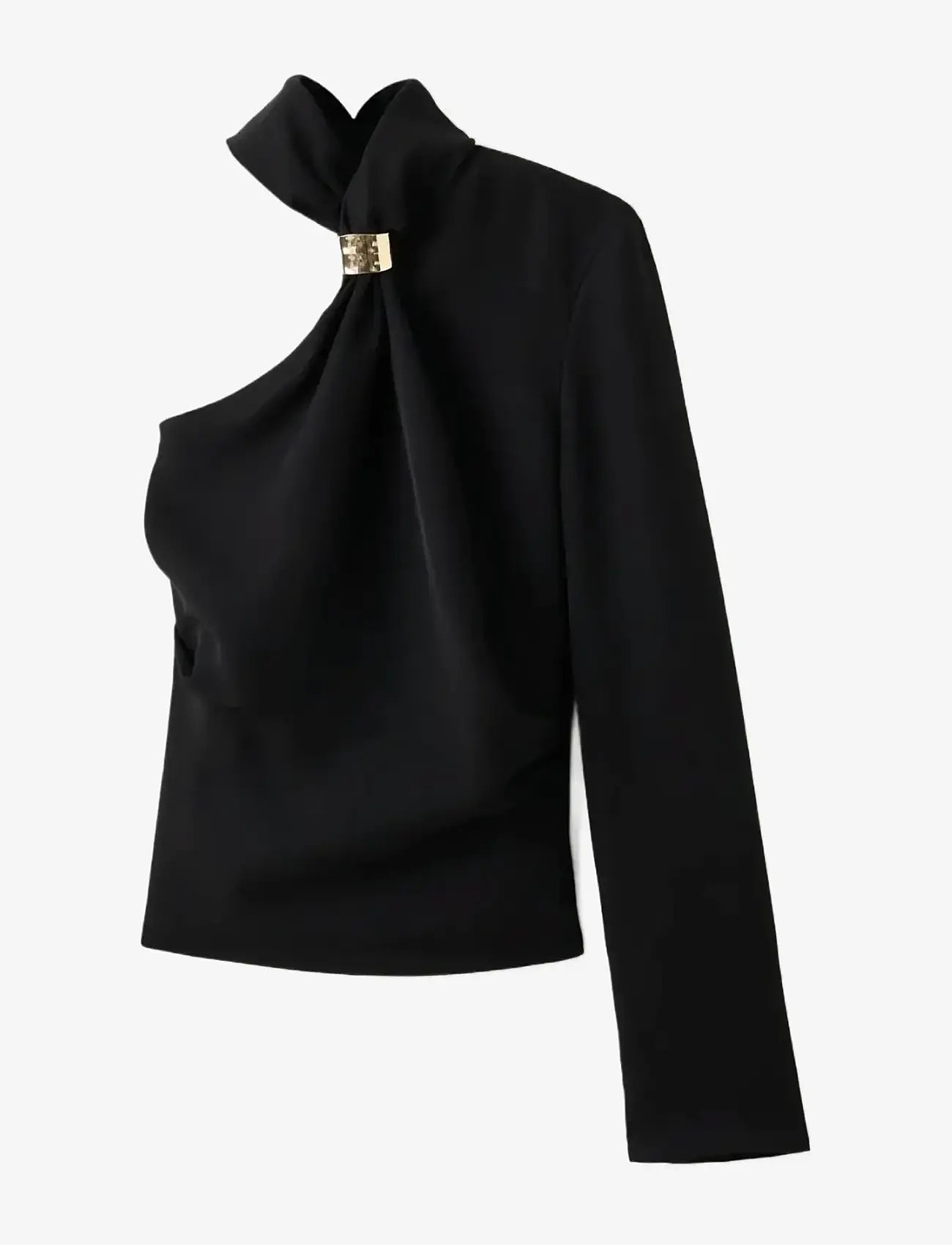 Mango - Asymmetrical blouse with metallic detail - besondere anlässe - black - 1