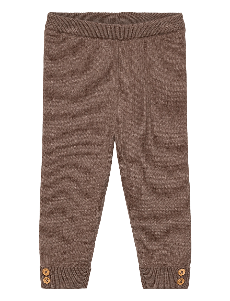 Mango - Ribbed knitted leggings - leggings - medium brown - 0
