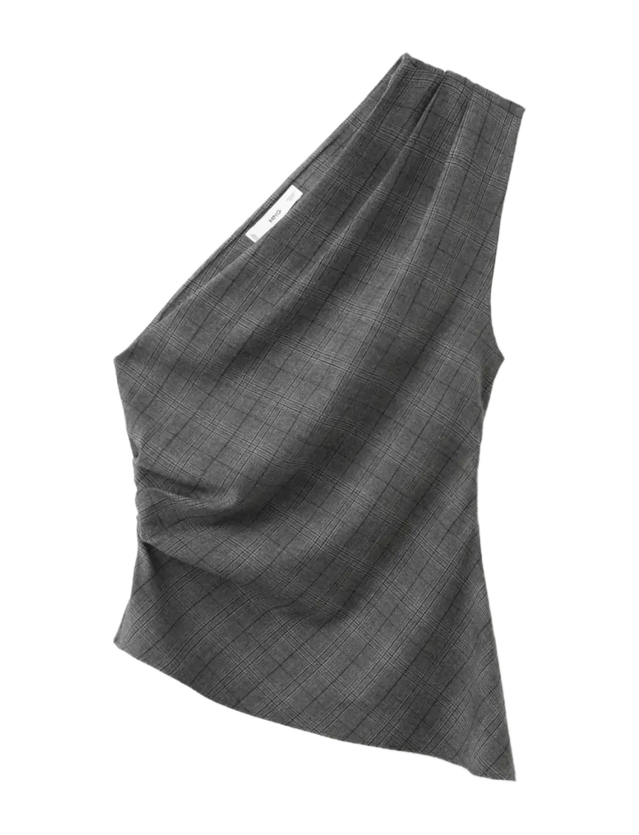MANGO Asymmetrical Check Oberteil Grau - M - Damen