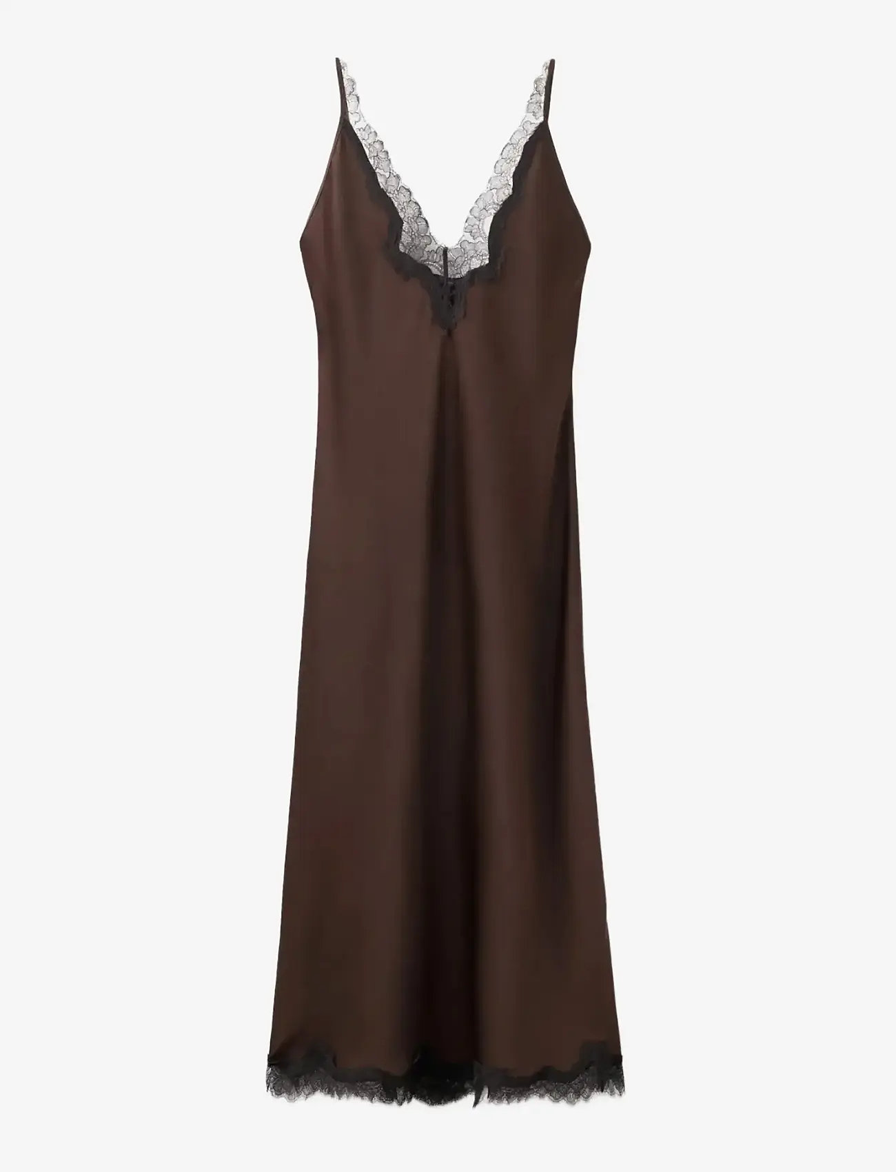 Mango - Satin camisole dress - slipklänningar - brown - 1