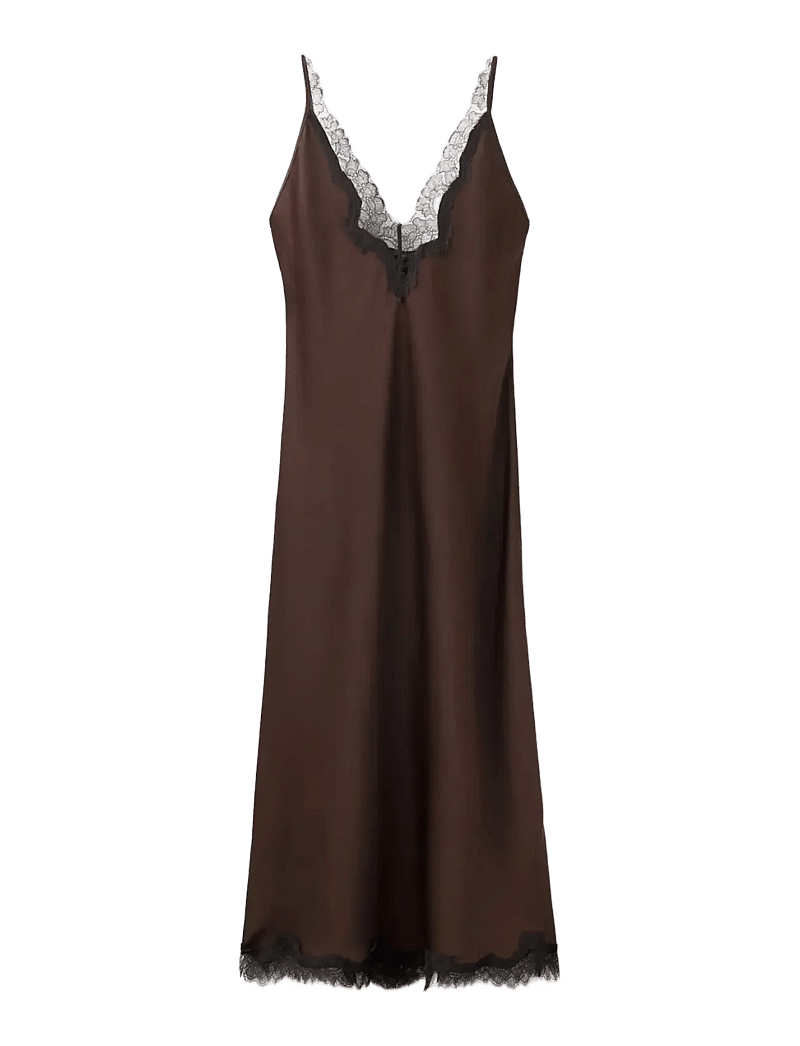 Mango - Satin camisole dress - slip dresses - brown - 1
