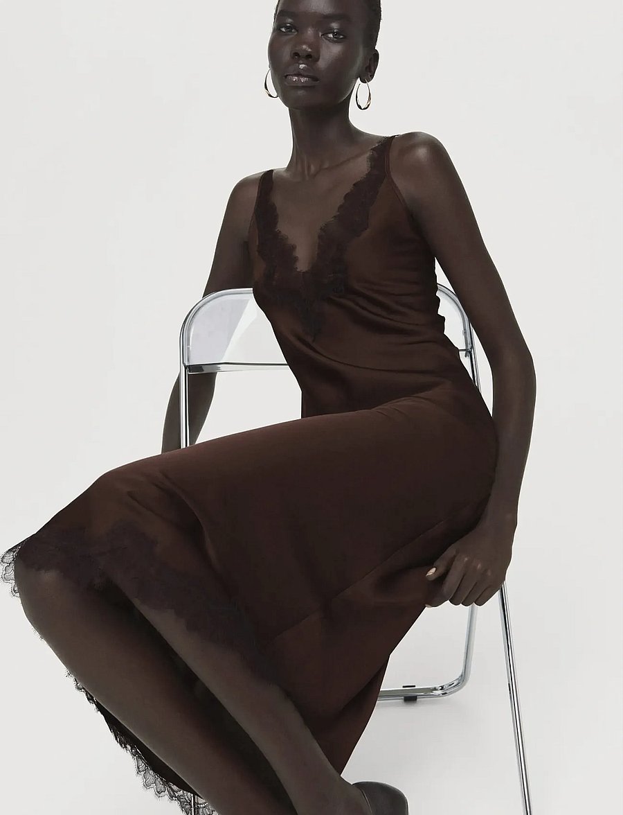 Mango - Satin camisole dress - brown - 0