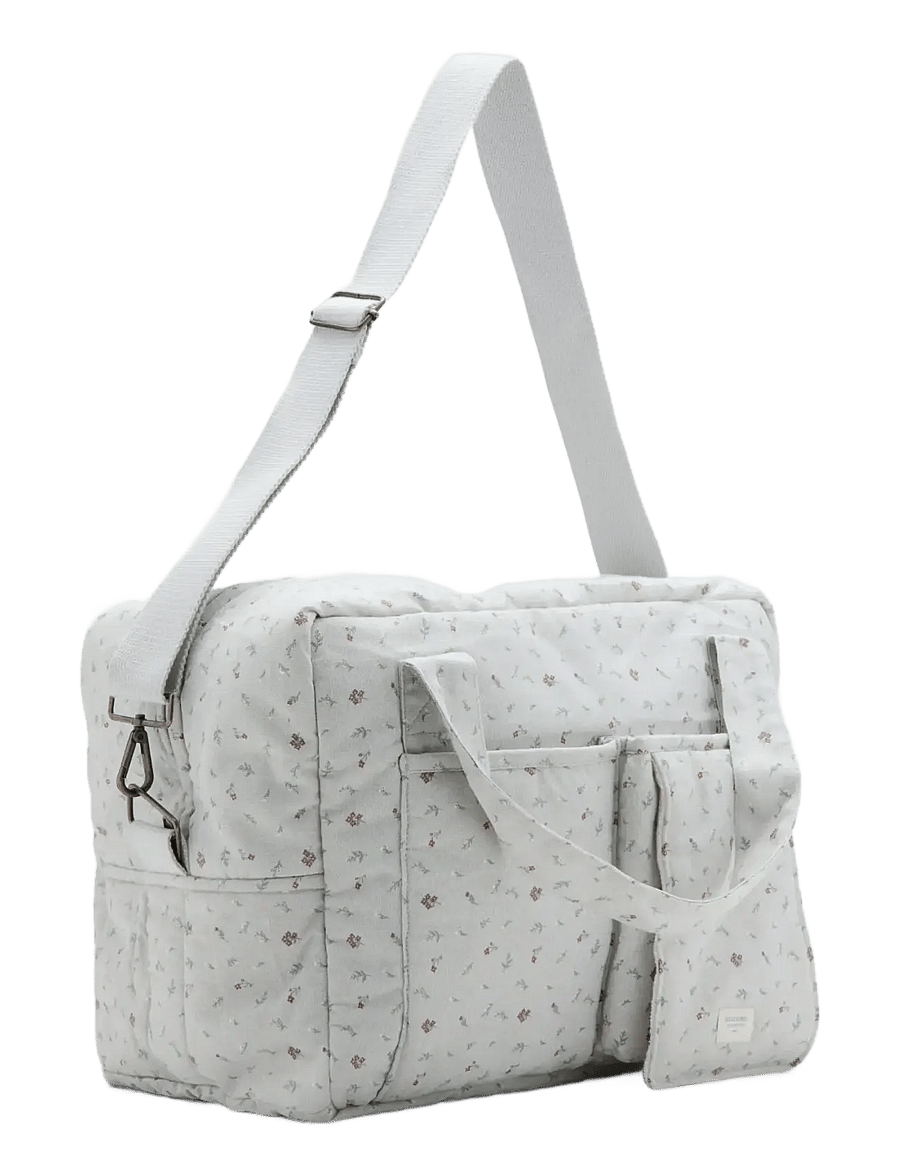 Mango - Maternity bag with flowers - wickeltaschen - grey - 1