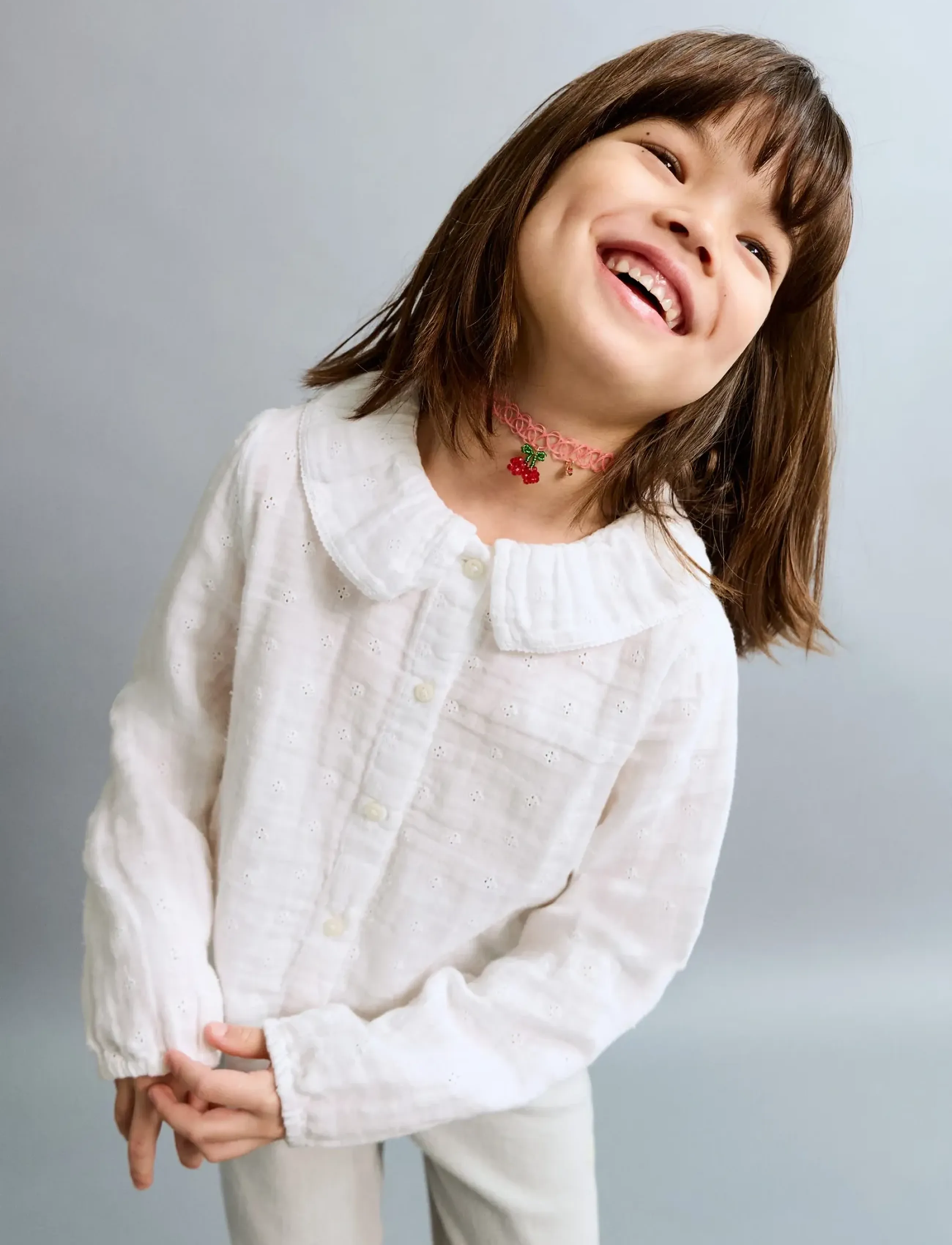 Mango Blouse With Peter Pan Collar, 4-5, White, Overdele > Bluser & Tunikaer, Børn