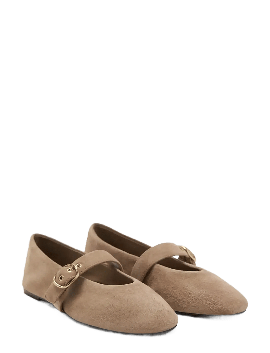 Mango - Suede leather ballet flats - besondere anlässe - lt pastel brown - 1