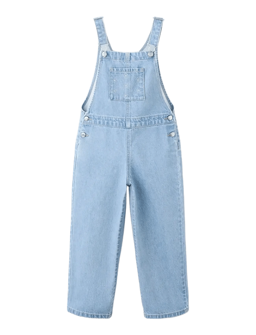 Mango - Embroidered denim dungarees - byxdress - open blue - 0