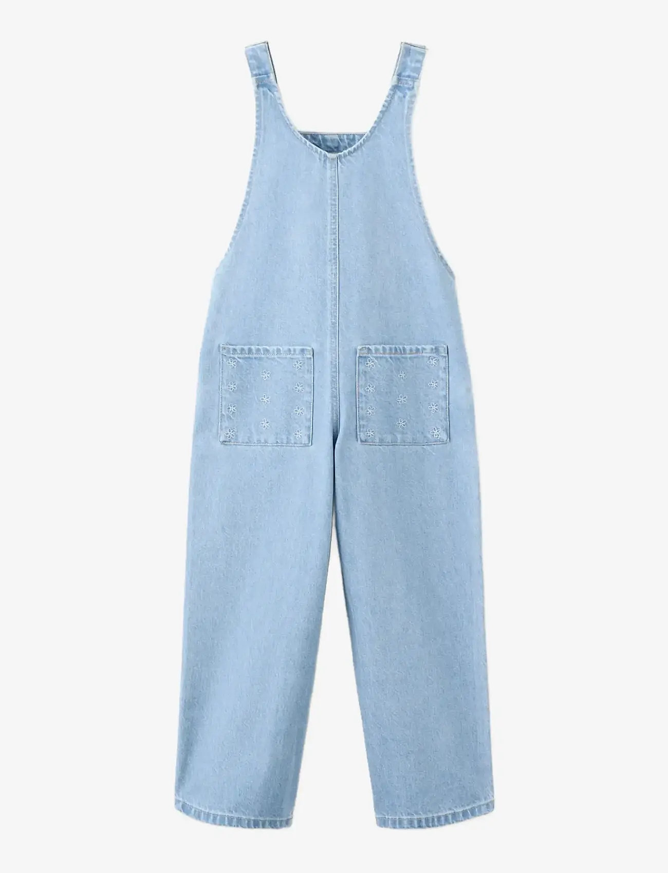 Mango - Embroidered denim dungarees - jumpsuits - open blue - 1