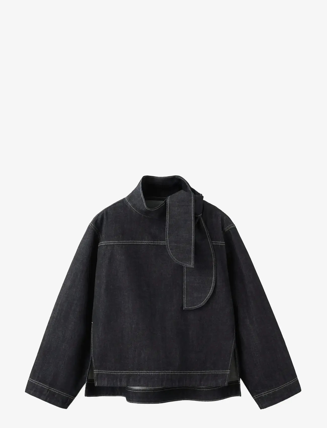 Mango - Denim blouse with knot neck - jeanshemden - black - 1