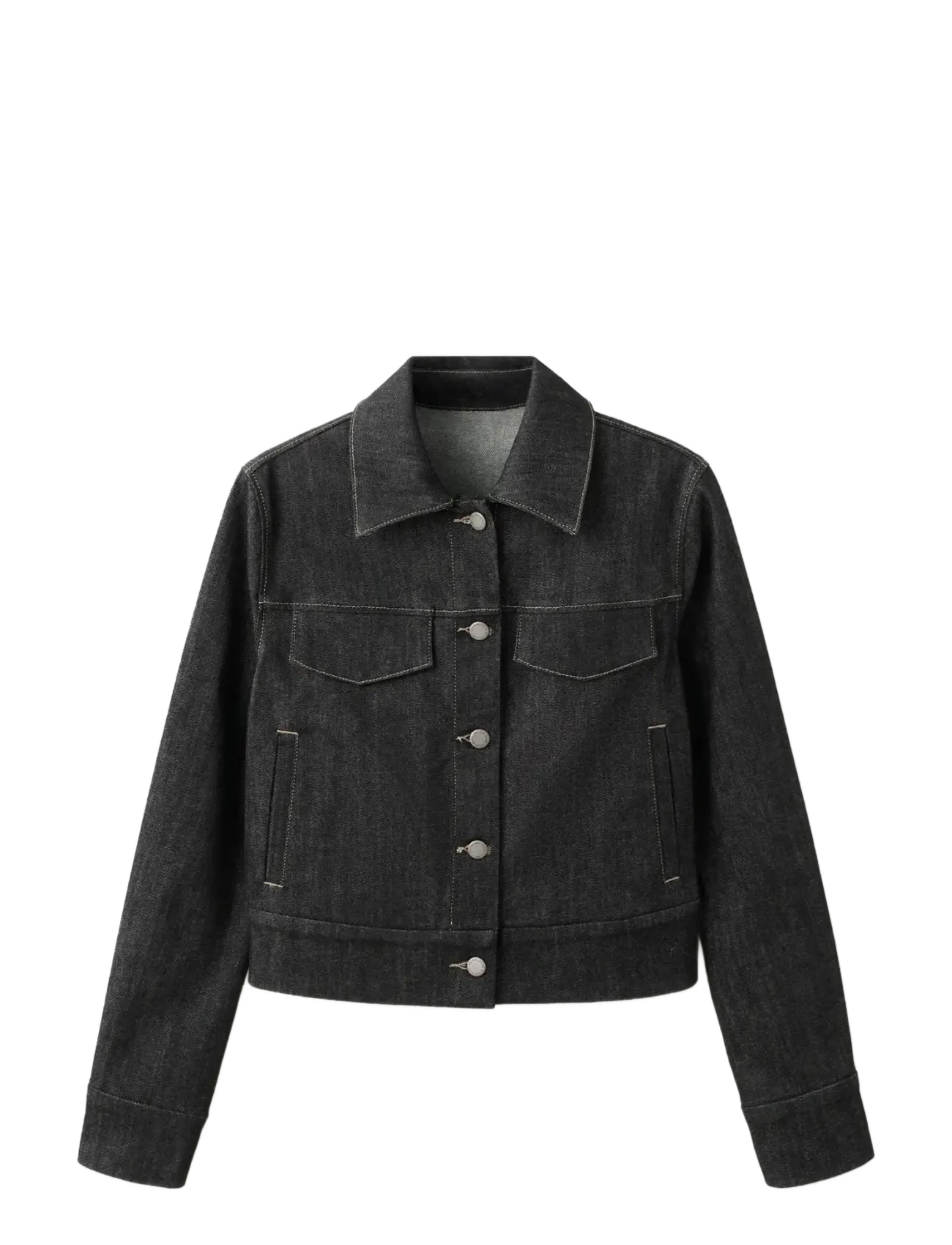 MANGO Fitted Denim Jacke With Pockets Schwarz - S - Damen