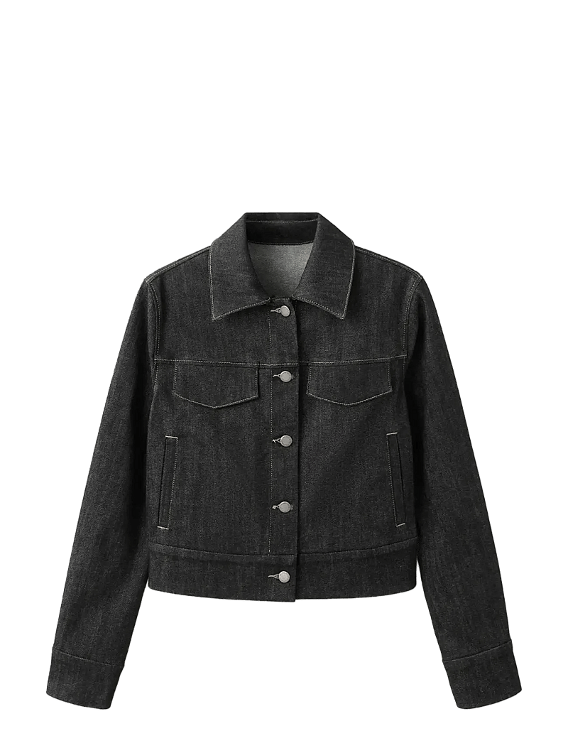 Mango - Fitted denim jacket with pockets - forårsjakker - black - 1