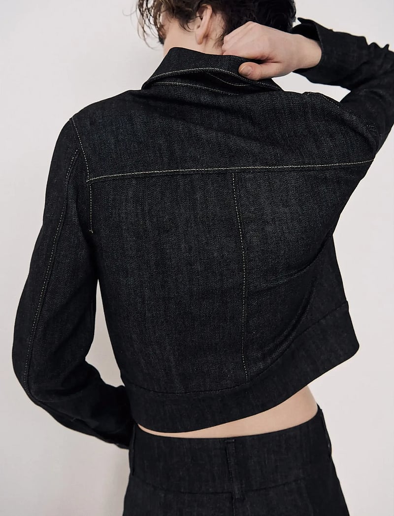 Mango - Fitted denim jacket with pockets - forårsjakker - black - 2