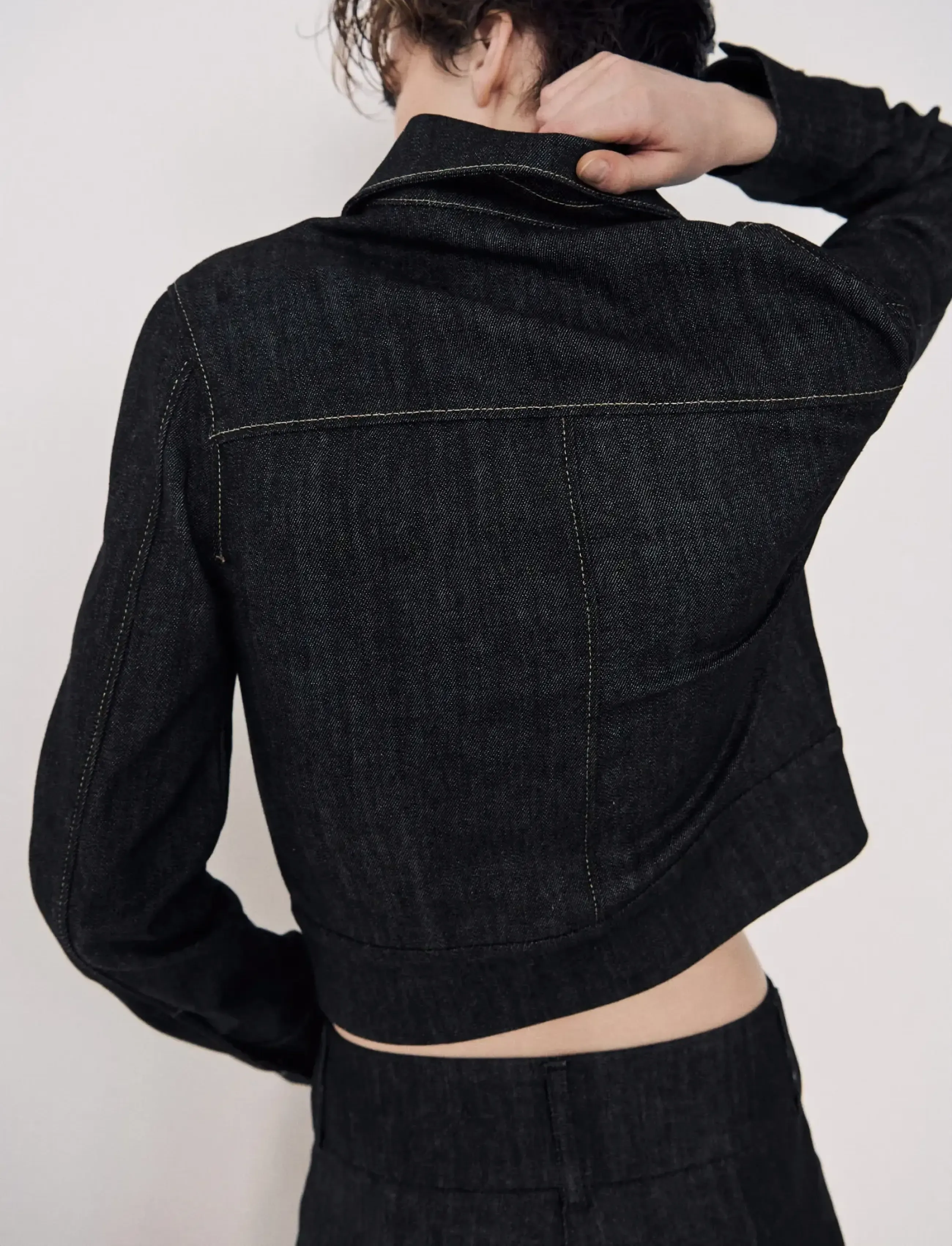 Mango - Fitted denim jacket with pockets - jeansjacken - black - 2