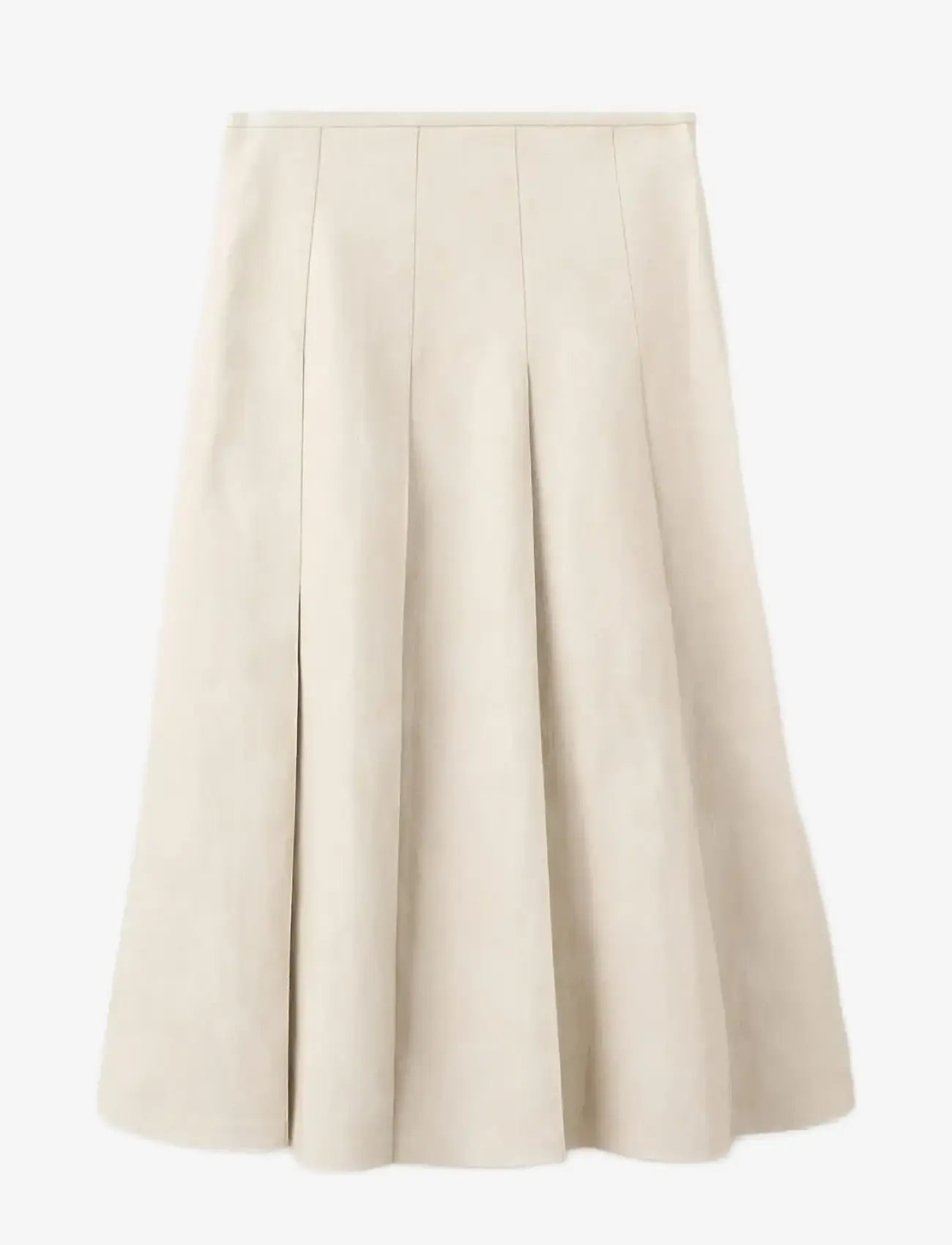 Mango - Faux-leather godet skirt - midi garuma svārki - light beige - 1