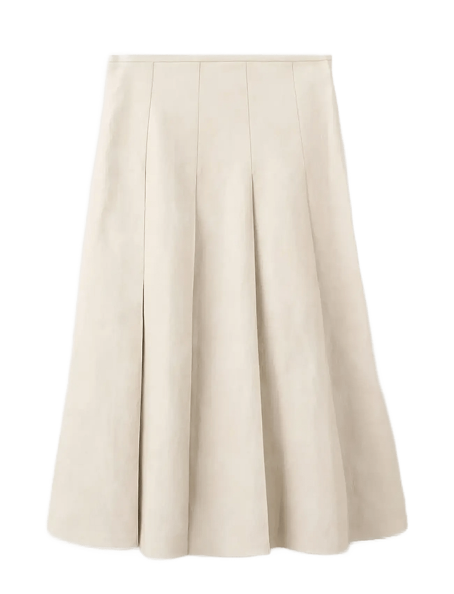 Mango - Faux-leather godet skirt - midi kjolar - light beige - 1