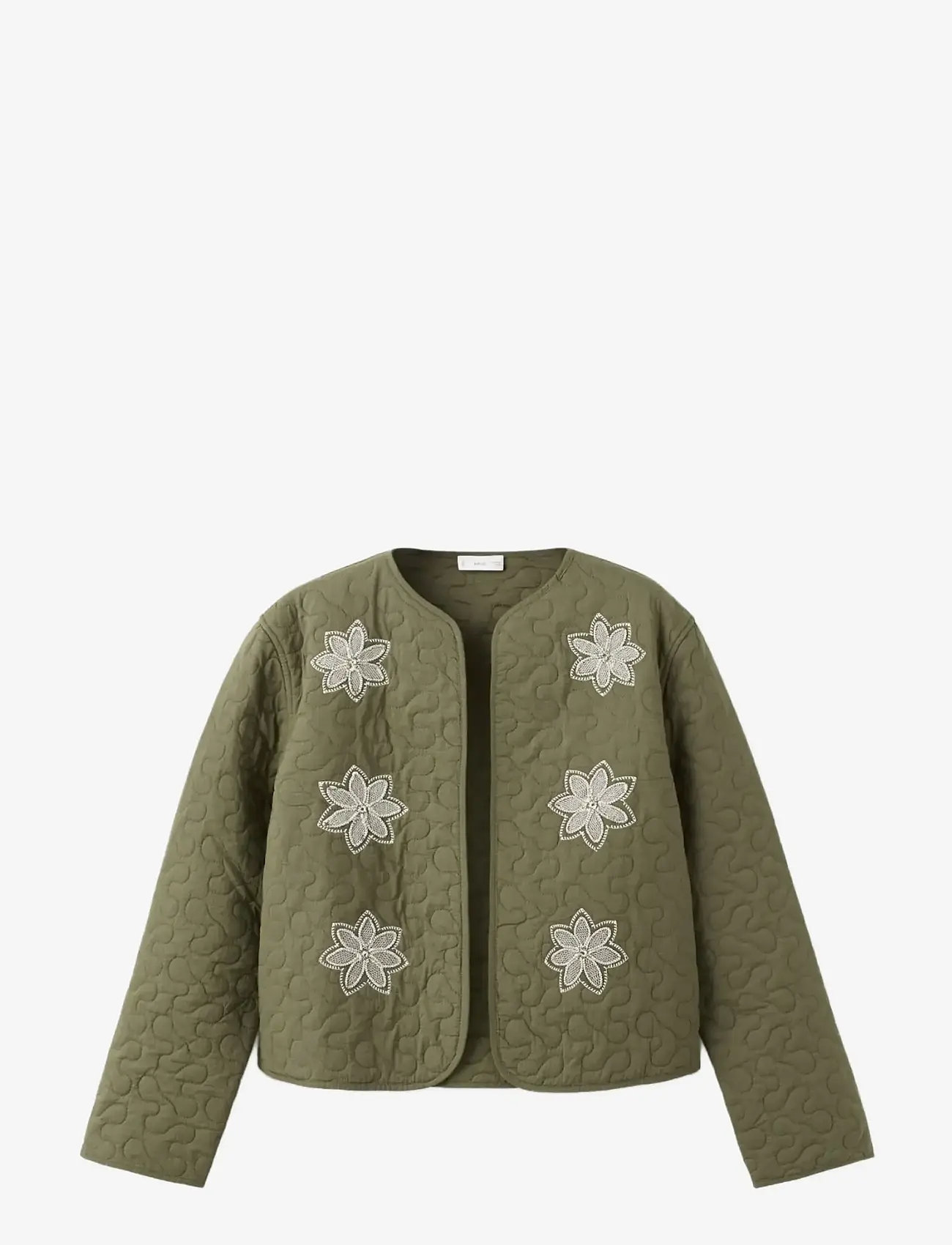 Mango - Embroidered quilted jacket - quiltede jakker - beige - khaki - 1