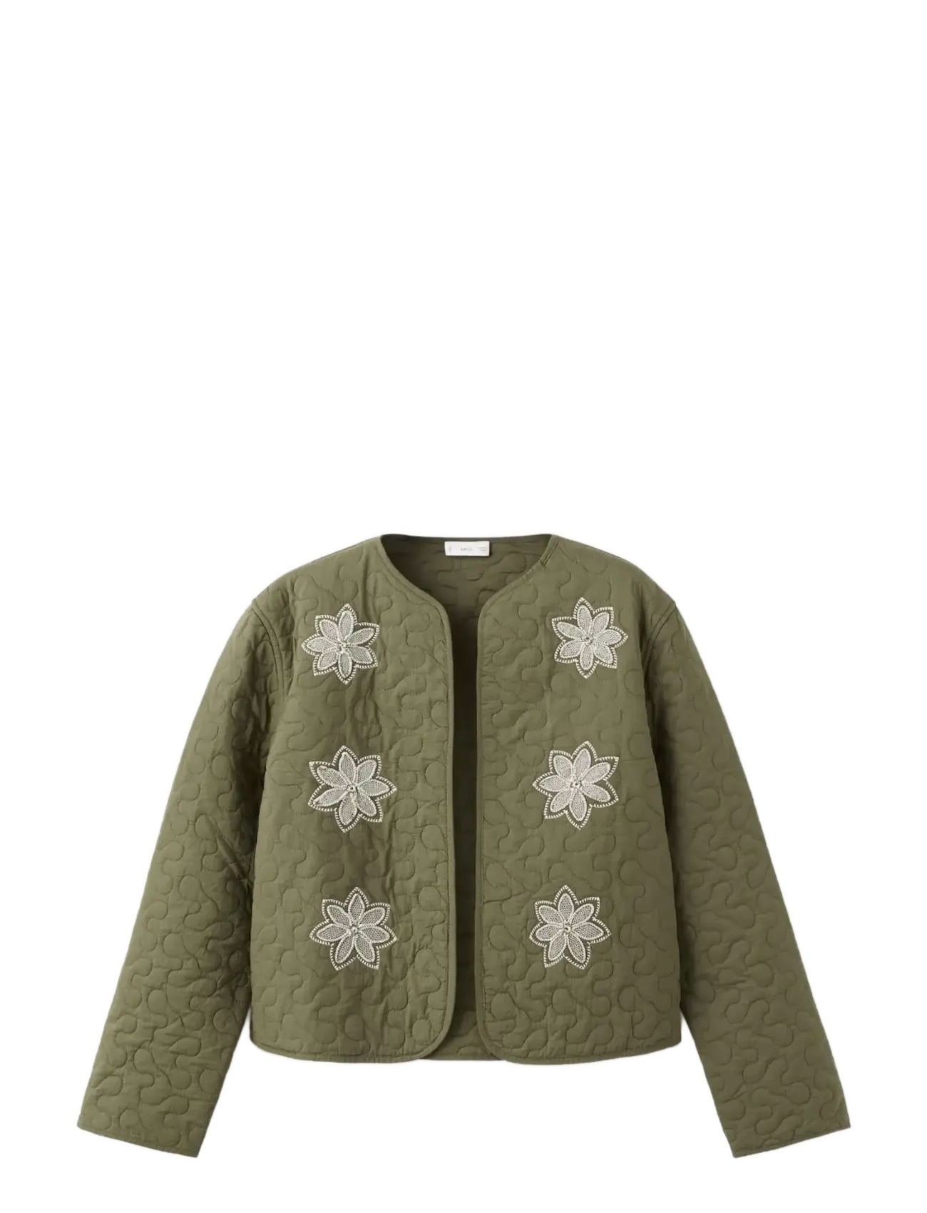 Mango Embroidered quilted jacket - Quiltede jakker - BEIGE - KHAKI / khaki/green