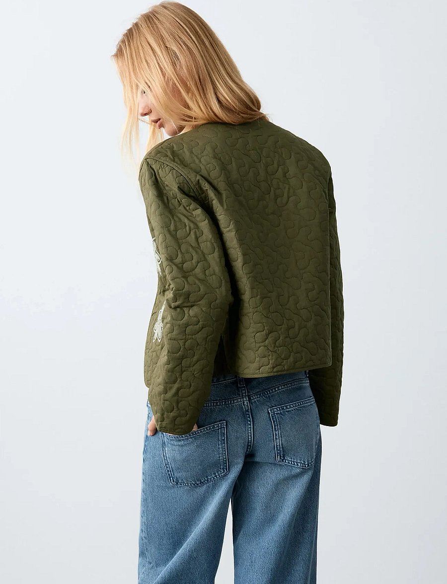 Mango - Embroidered quilted jacket - quiltade jackor - beige - khaki - 2
