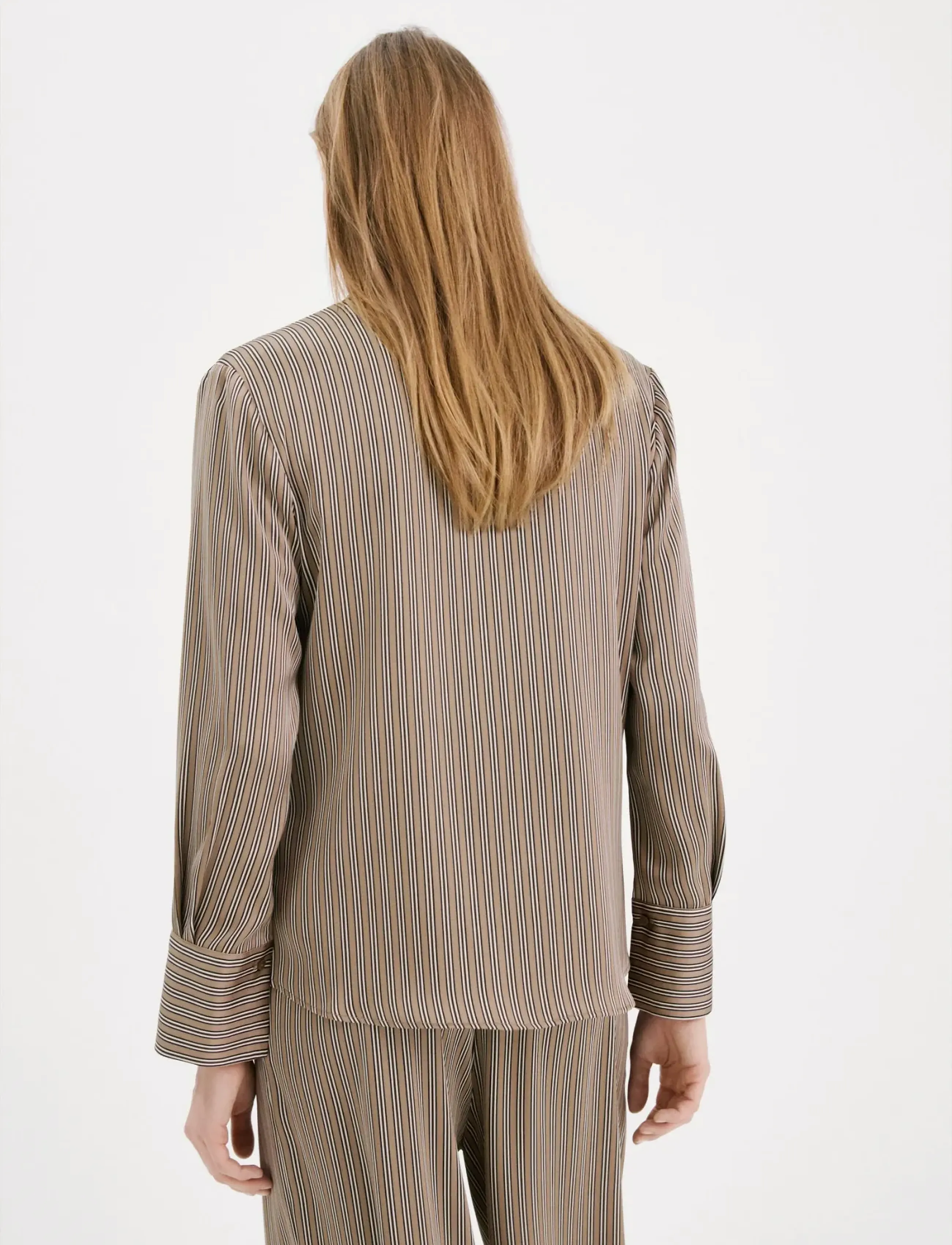 Mango - Satin striped shirt - langærmede skjorter - medium brown - 3