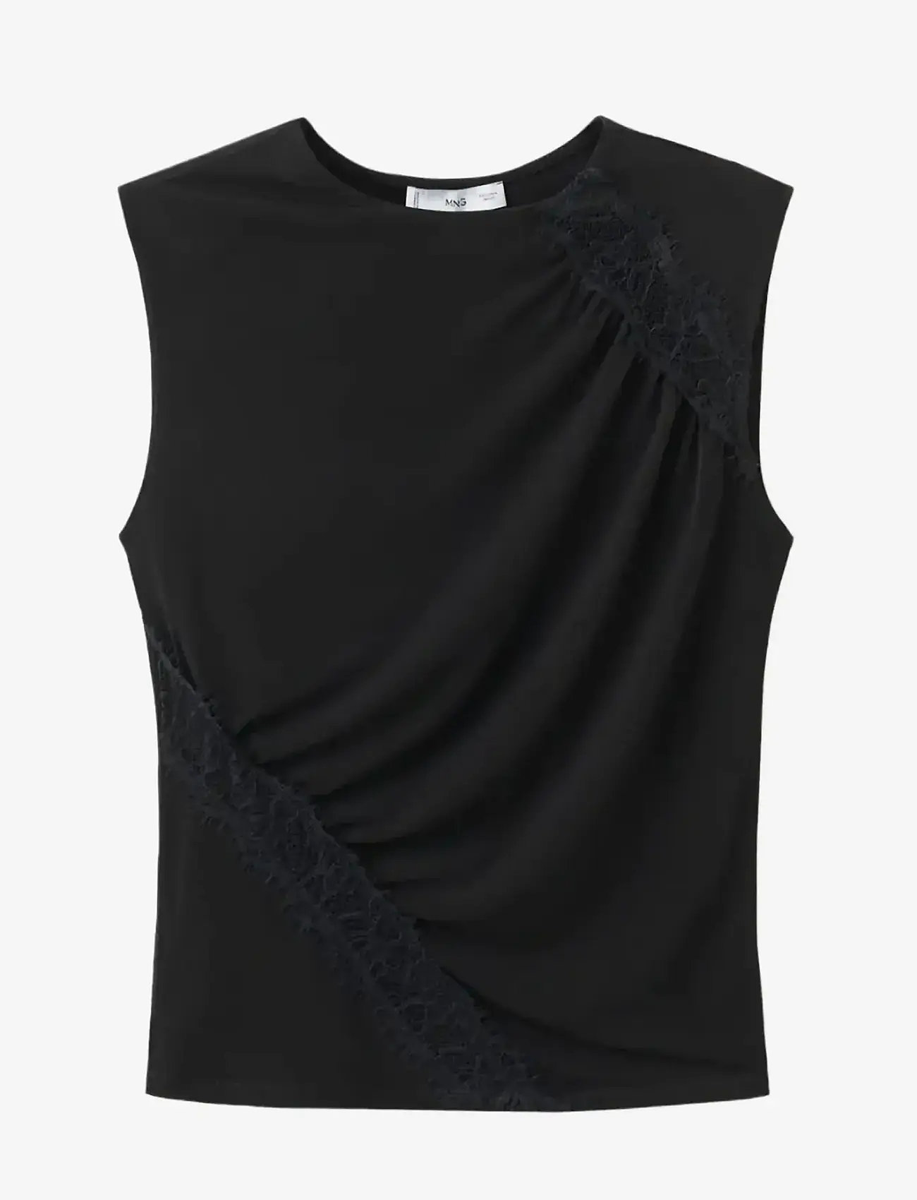 Mango - Ruched fitted top - tanktops - black - 1