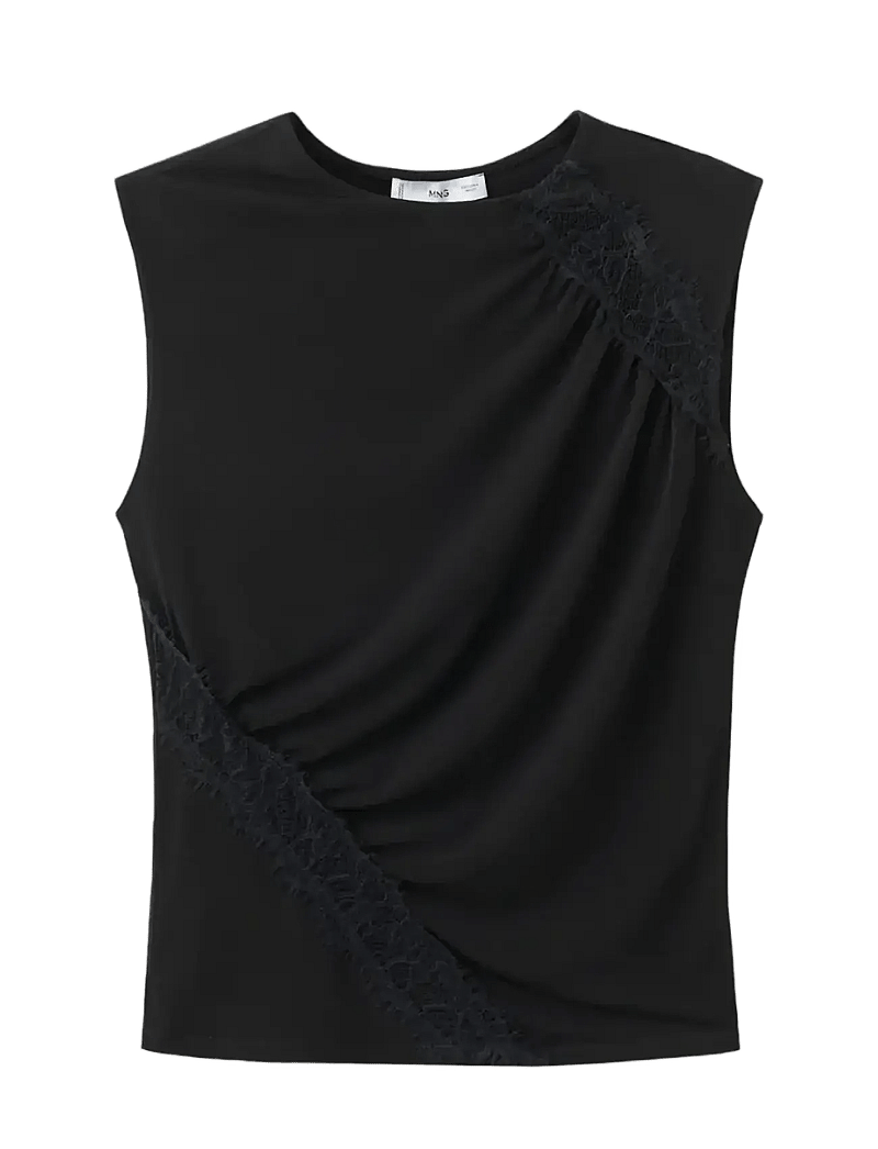 Mango - Ruched fitted top - tanktops - black - 1