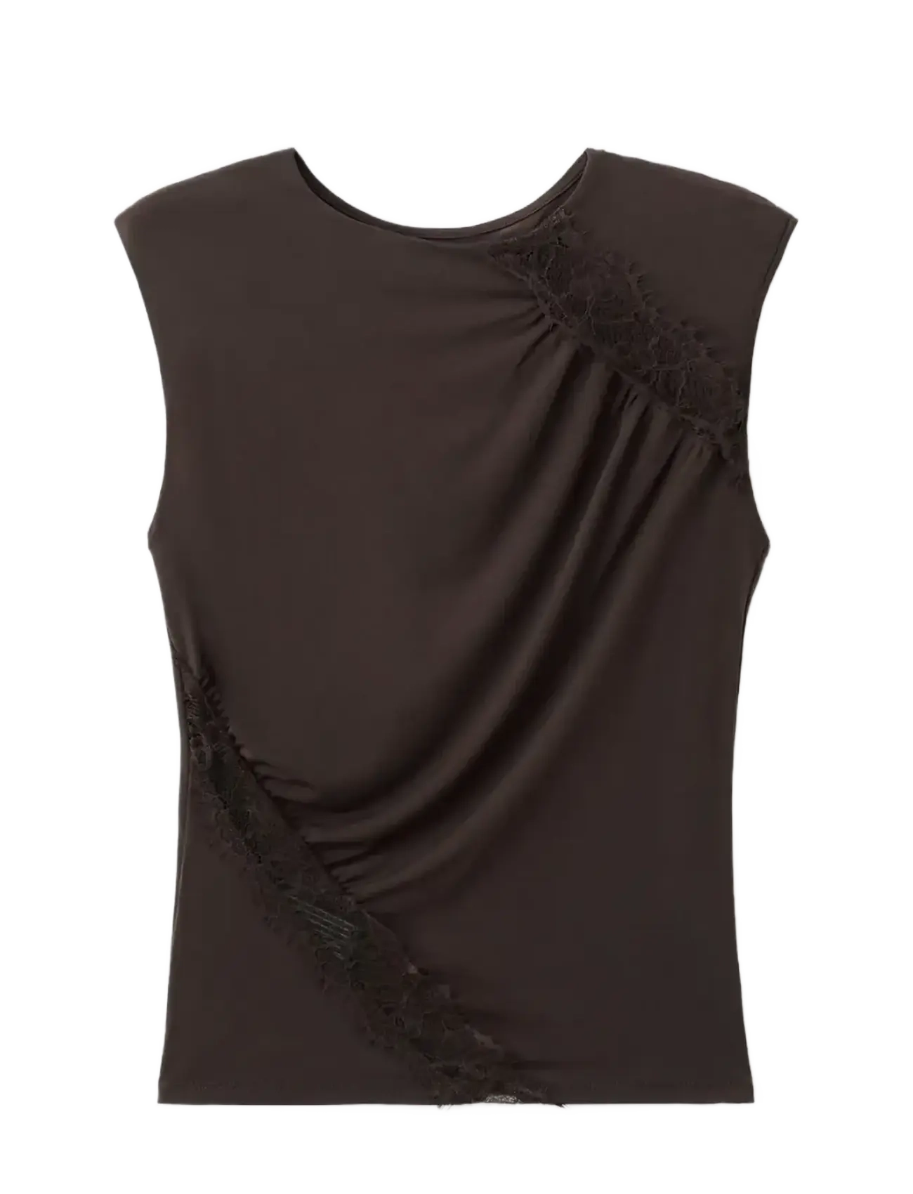 MANGO Ruched Fitted Oberteil Braun - L - Damen