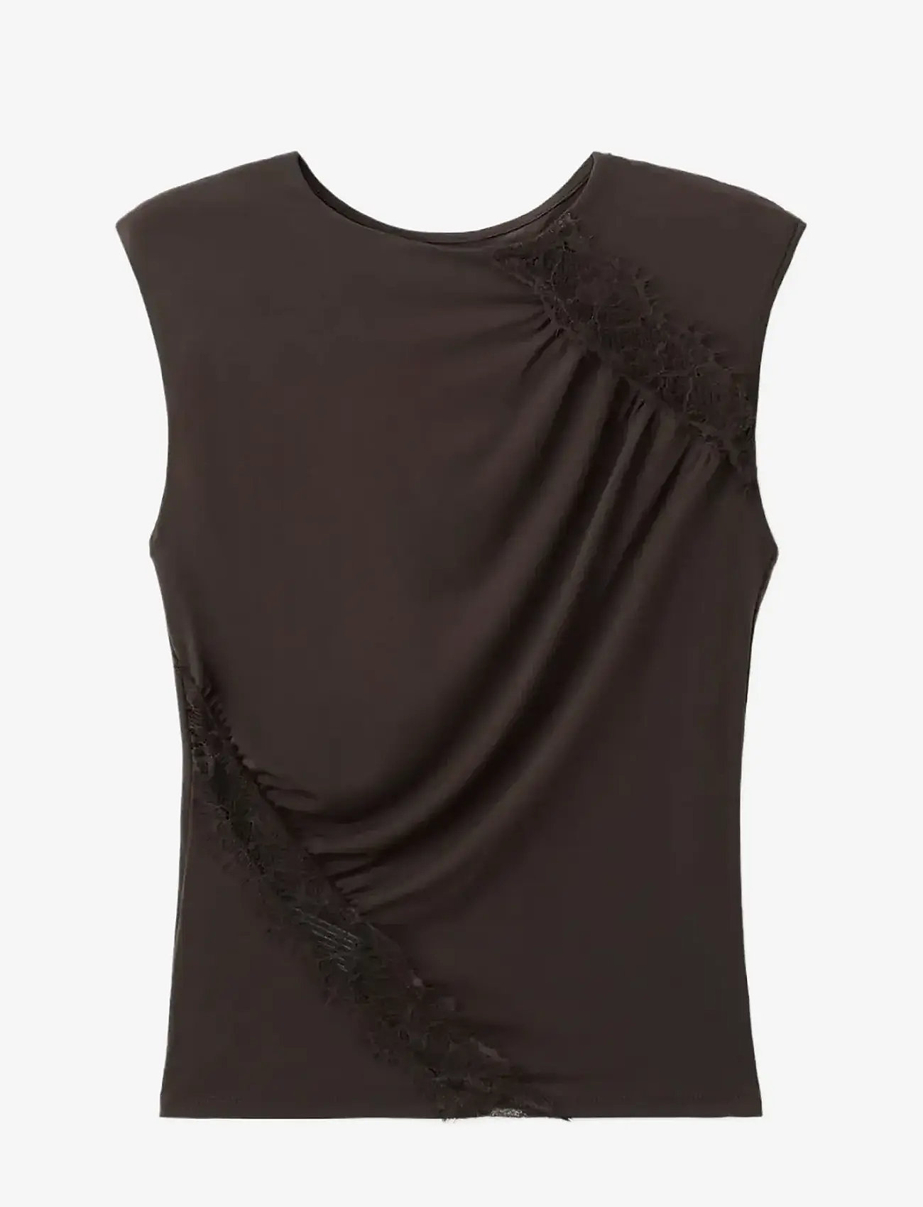 Mango - Ruched fitted top - tanktops - brown - 1