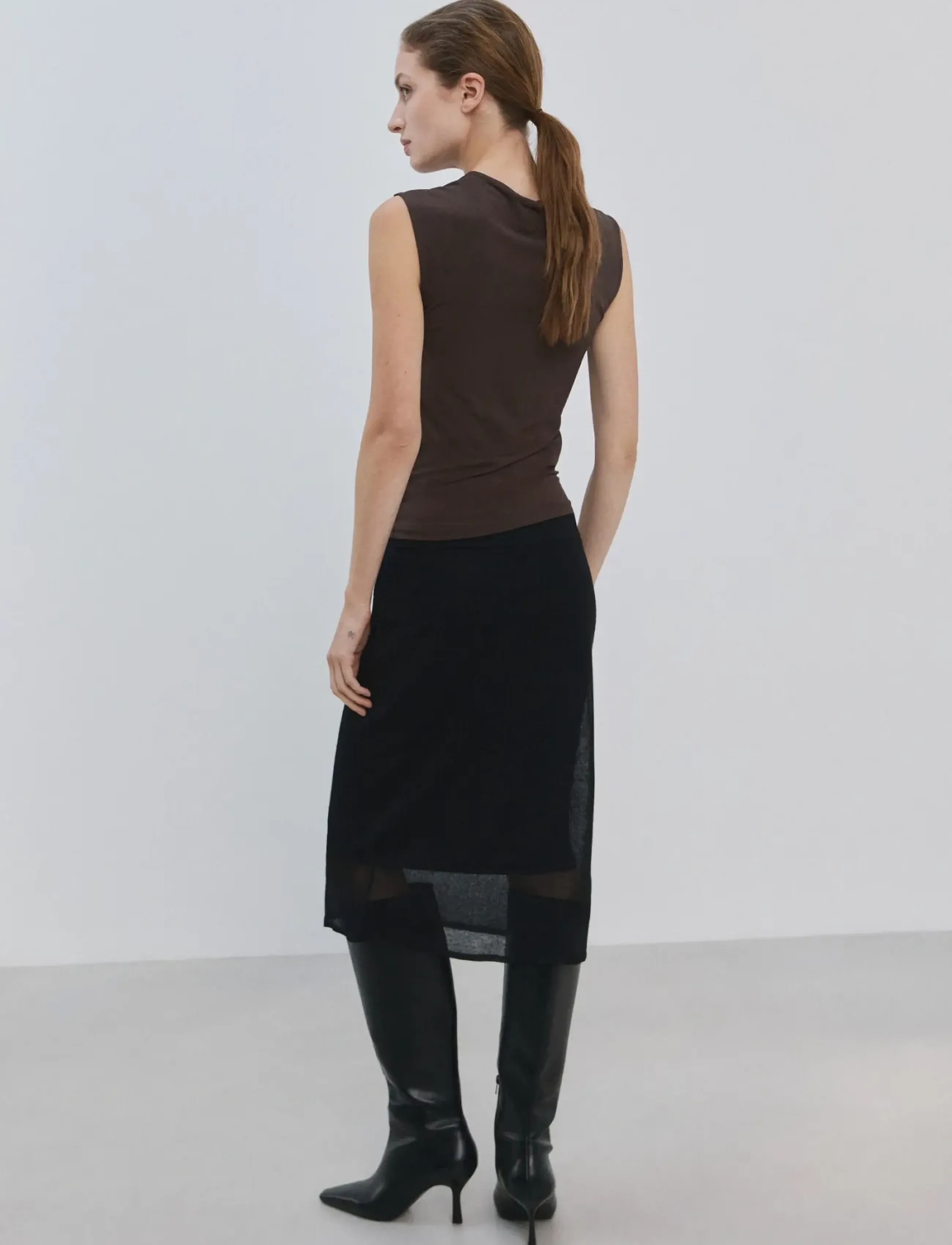 Mango - Ruched fitted top - lägsta priserna - brown - 2
