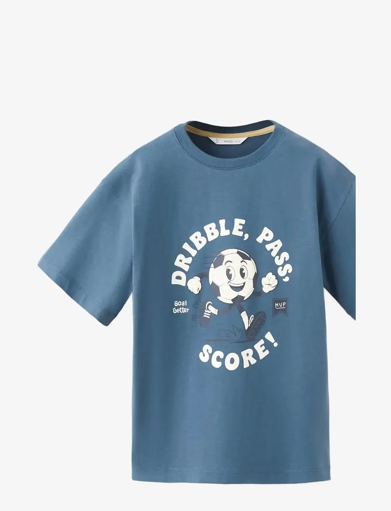 Mango - Printed cotton-blend t-shirt - sportoberteile - medium blue - 1